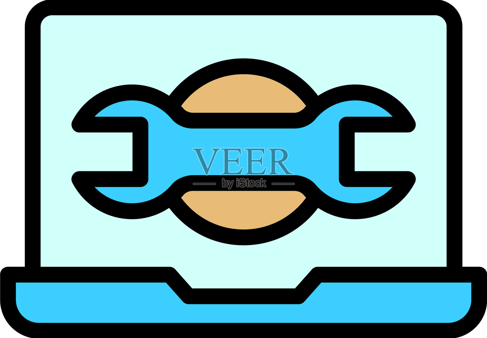 键修复笔记本电脑图标扁平插画图片素材