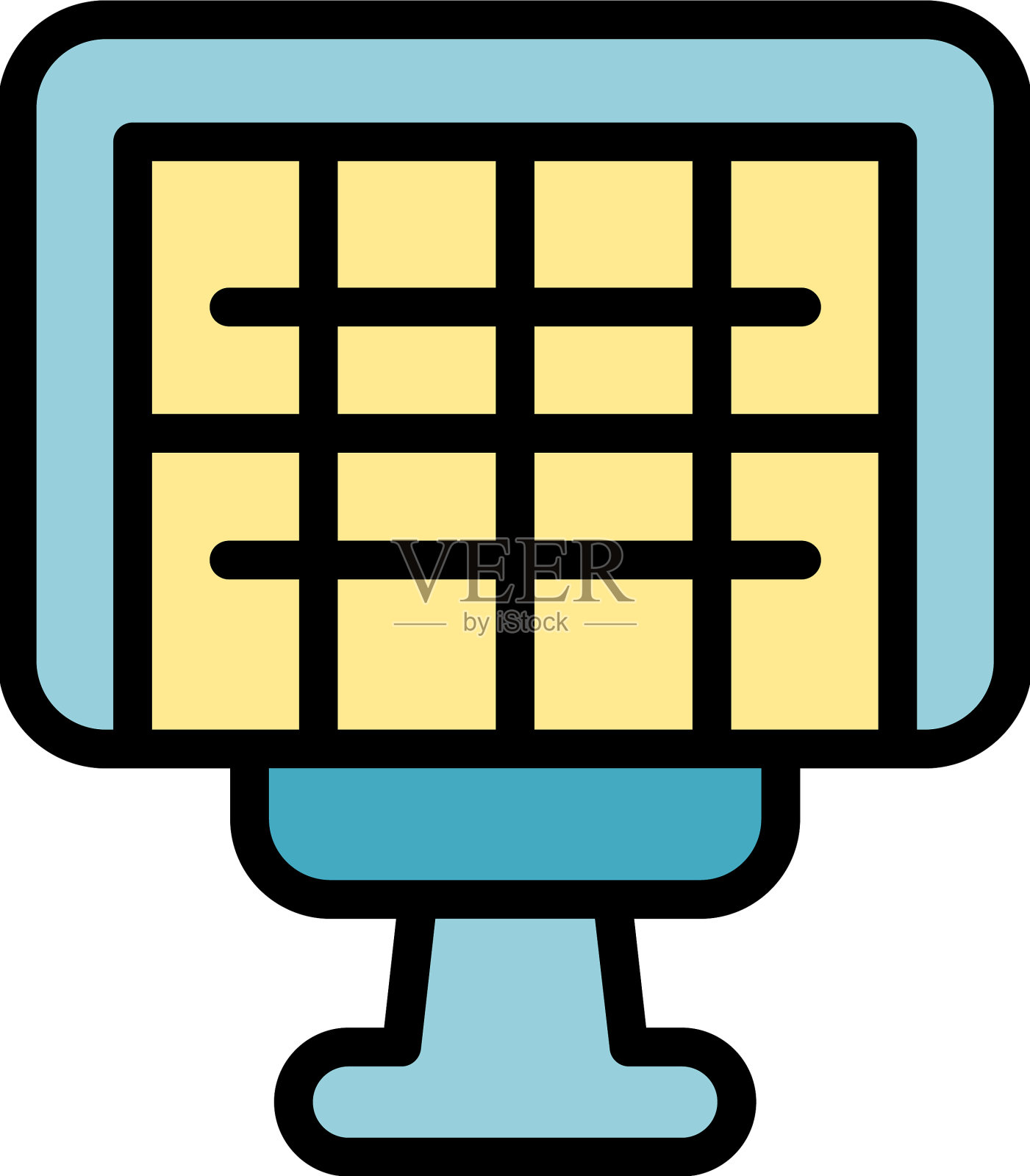 露营地烧烤网图标平插画图片素材