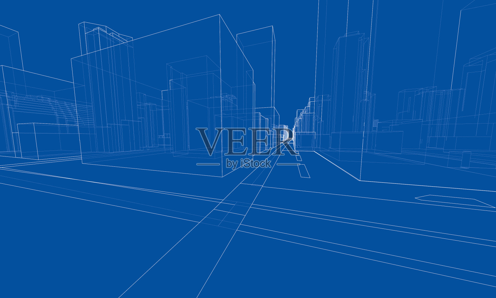 3d城市景观建筑和道路插画图片素材