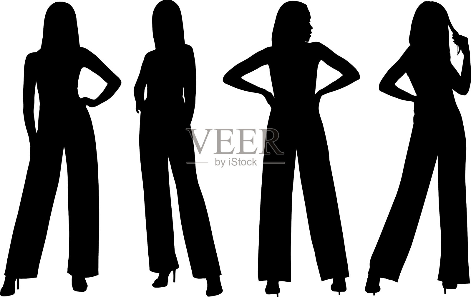 一个穿宽裤子的女人的剪影插画图片素材