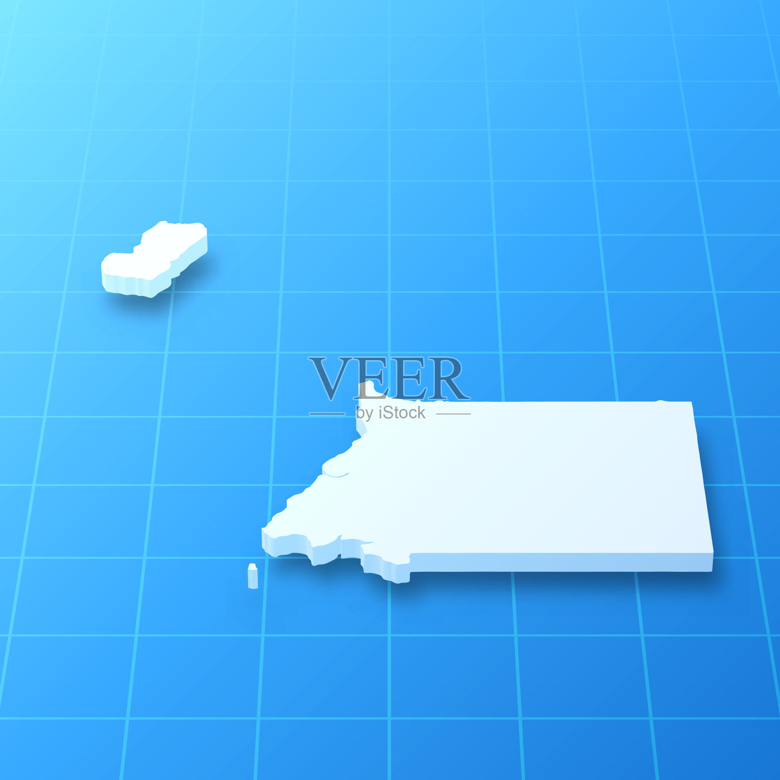 赤道几内亚3D地图上的蓝色背景设计元素图片