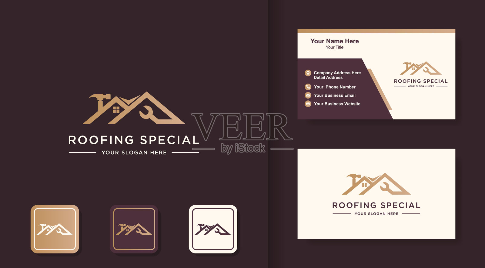 屋面特殊施工标志及名片插画图片素材