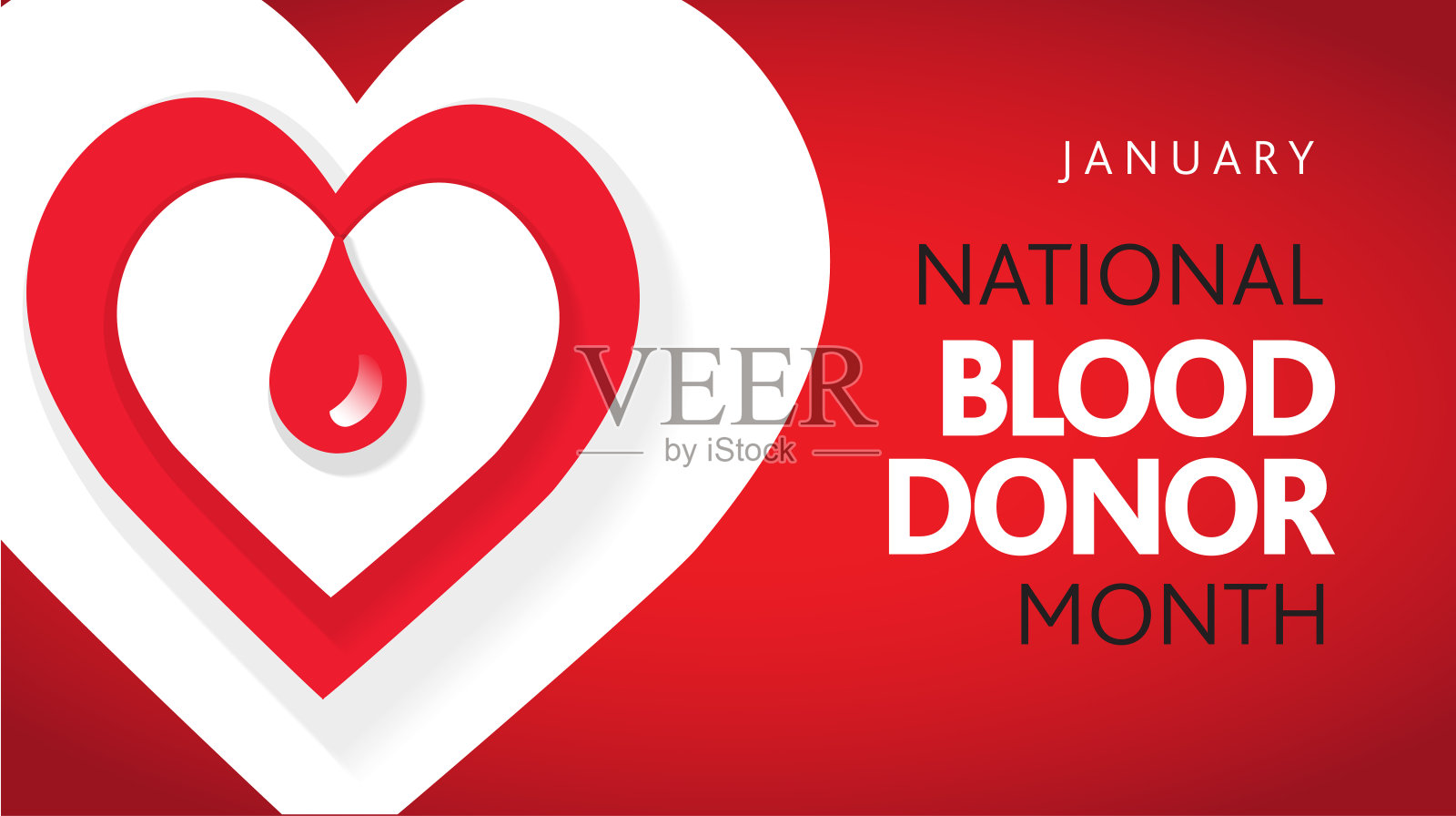 全国献血月一月概念。横幅横幅模板设计，海报与文字插画图片素材