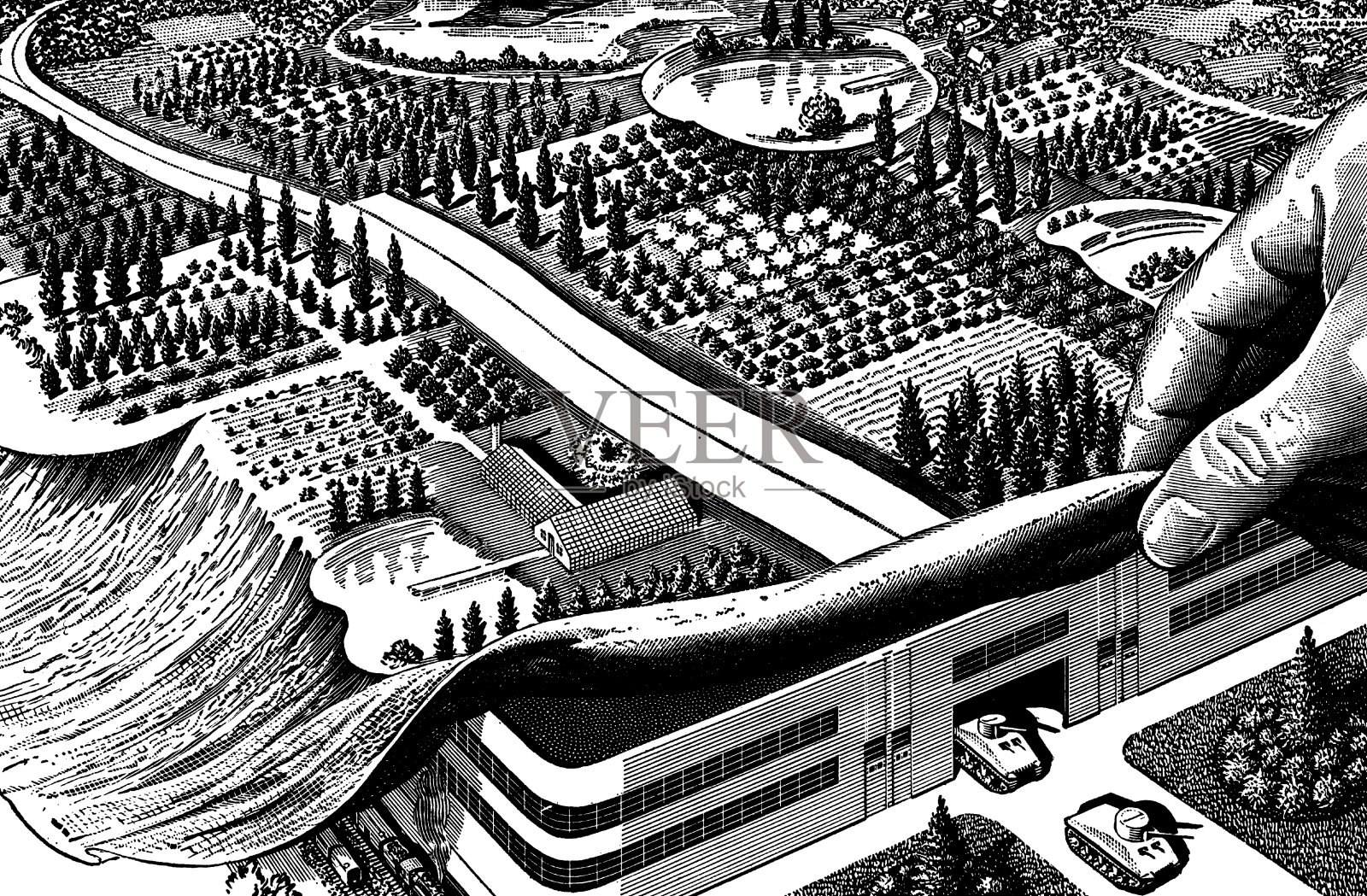 秘密地下军事设施插画图片素材