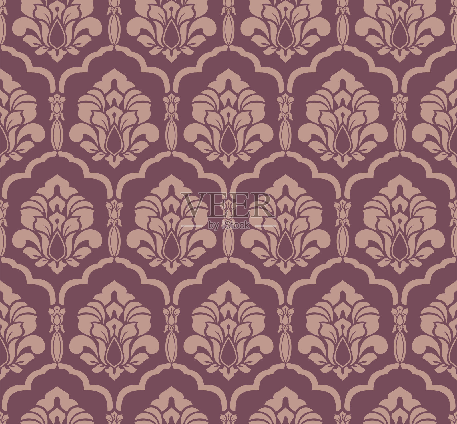 紫色维多利亚绫奢华装饰织物图案插画图片素材