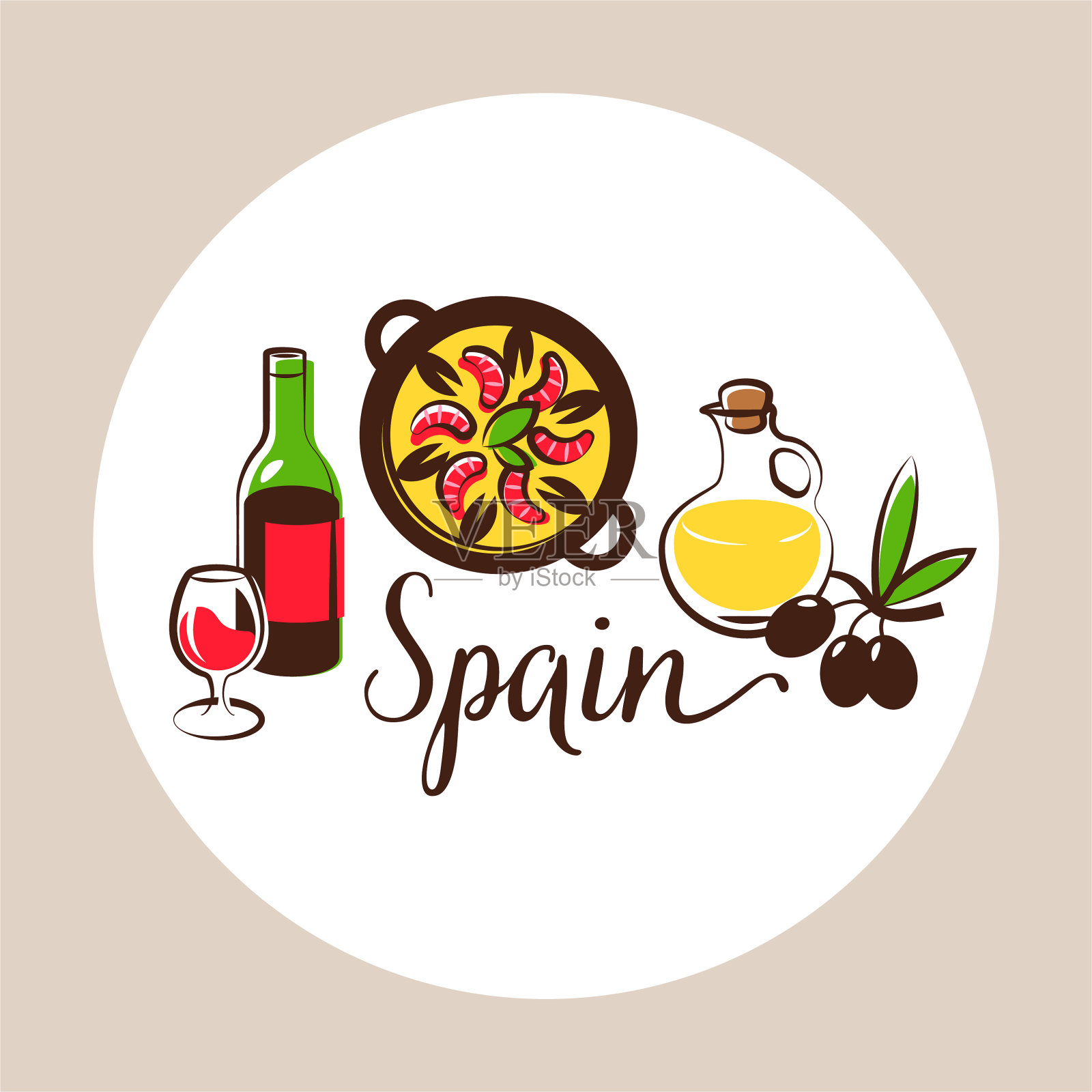 西班牙的食物插画图片素材