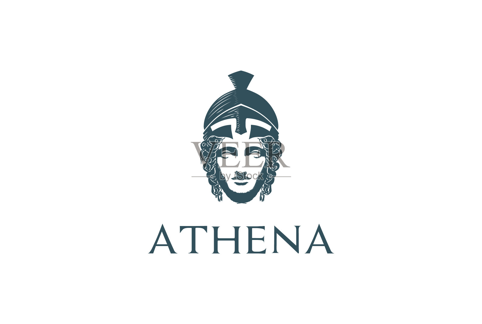 美希腊罗马女神密涅瓦头部雕塑插画图片素材