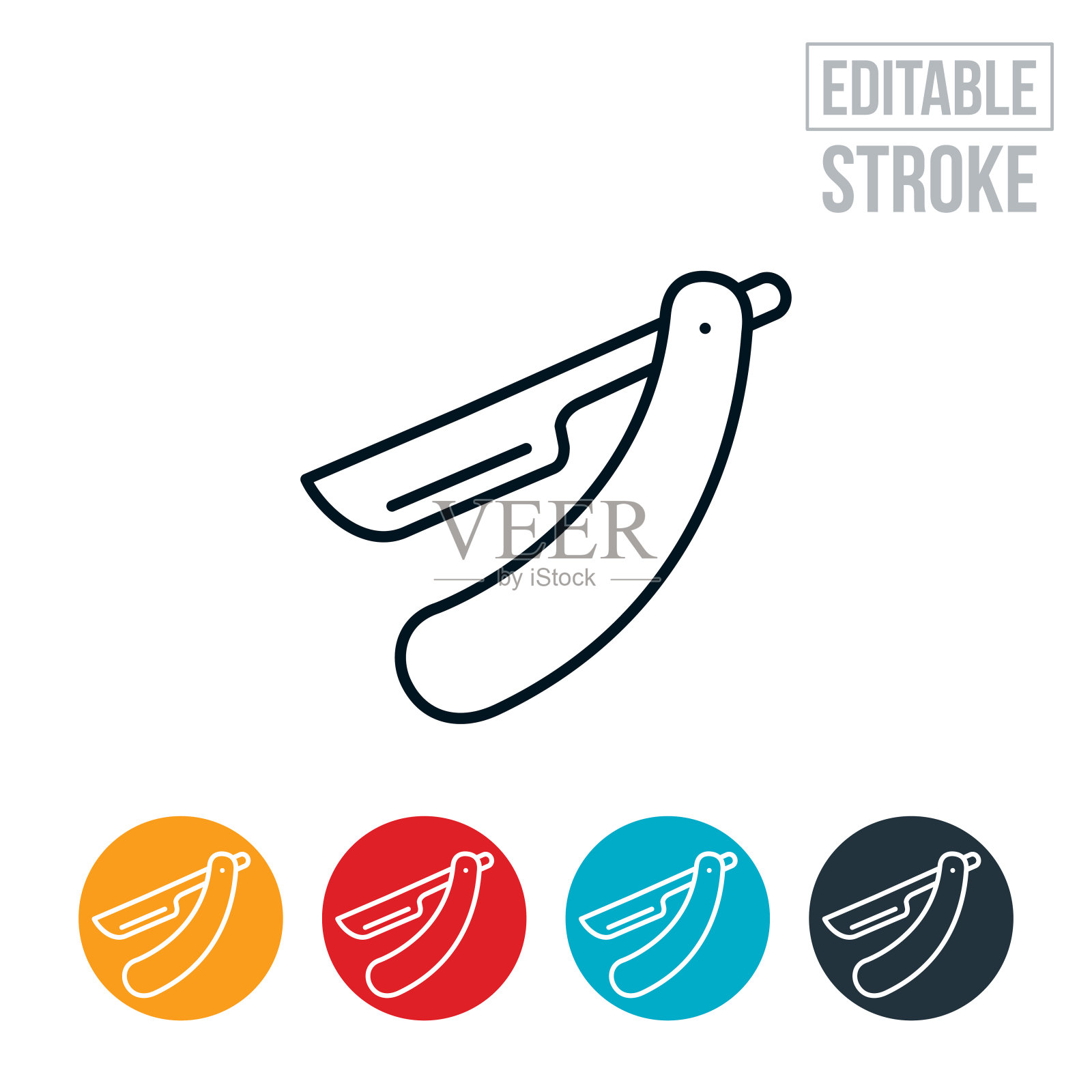 直剃刀细线图标-可编辑的描边插画图片素材