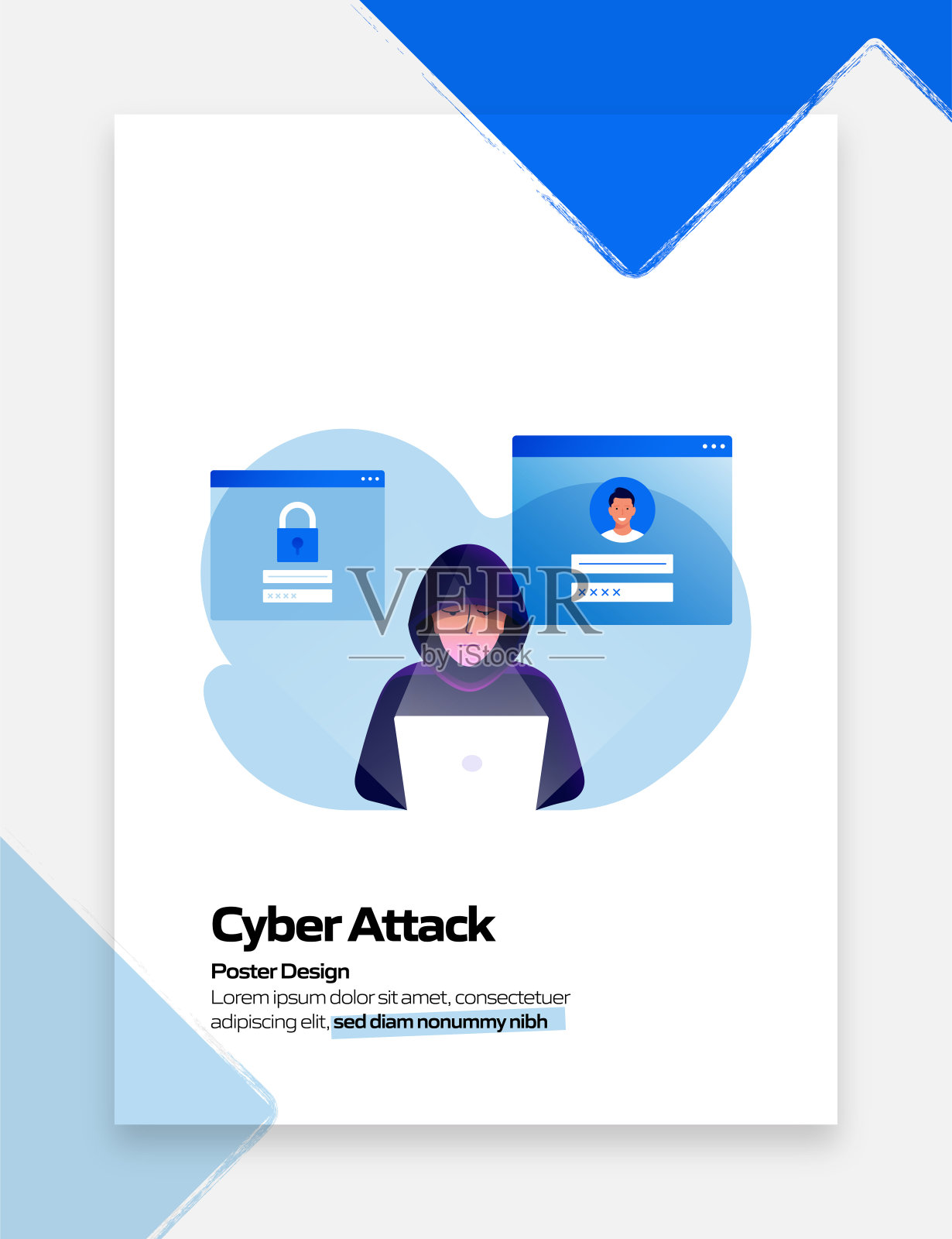 网络攻击相关的卡通风格平面设计矢量插图插画图片素材