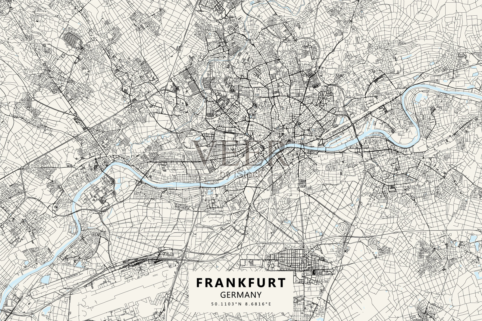 法兰克福，德国矢量地图插画图片素材