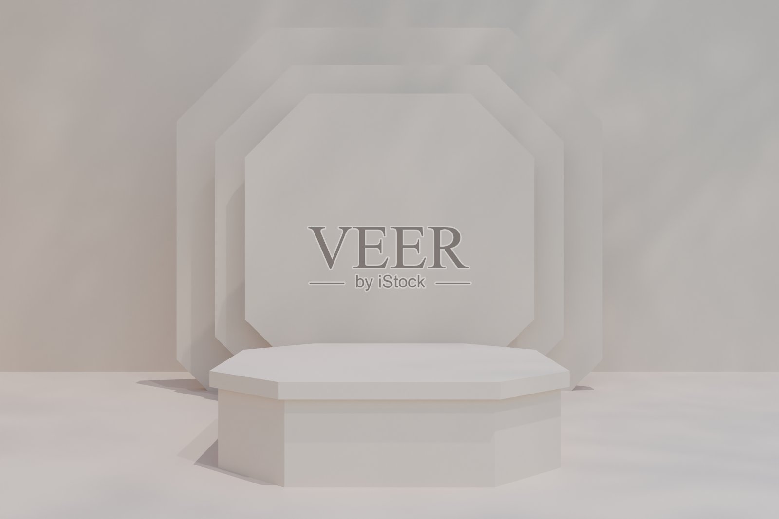 三维背景产品展示讲台场景，几何平台。背景矢量3d渲染与讲台。展台展示化妆品。舞台展示在基座上显示米色工作室照片摄影图片