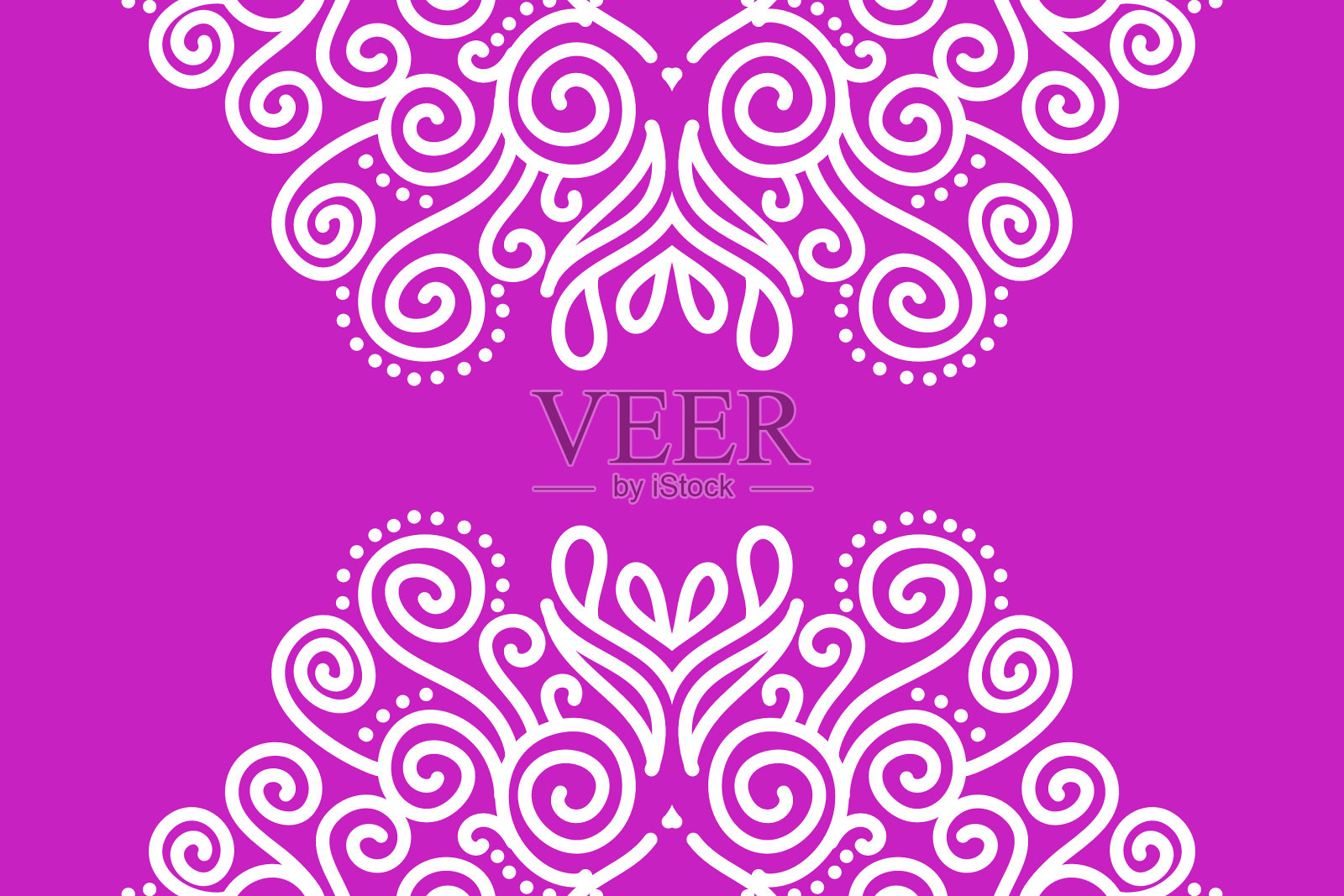 美丽的花白色蜡染民族大雅装饰与紫色的背景插画图片素材