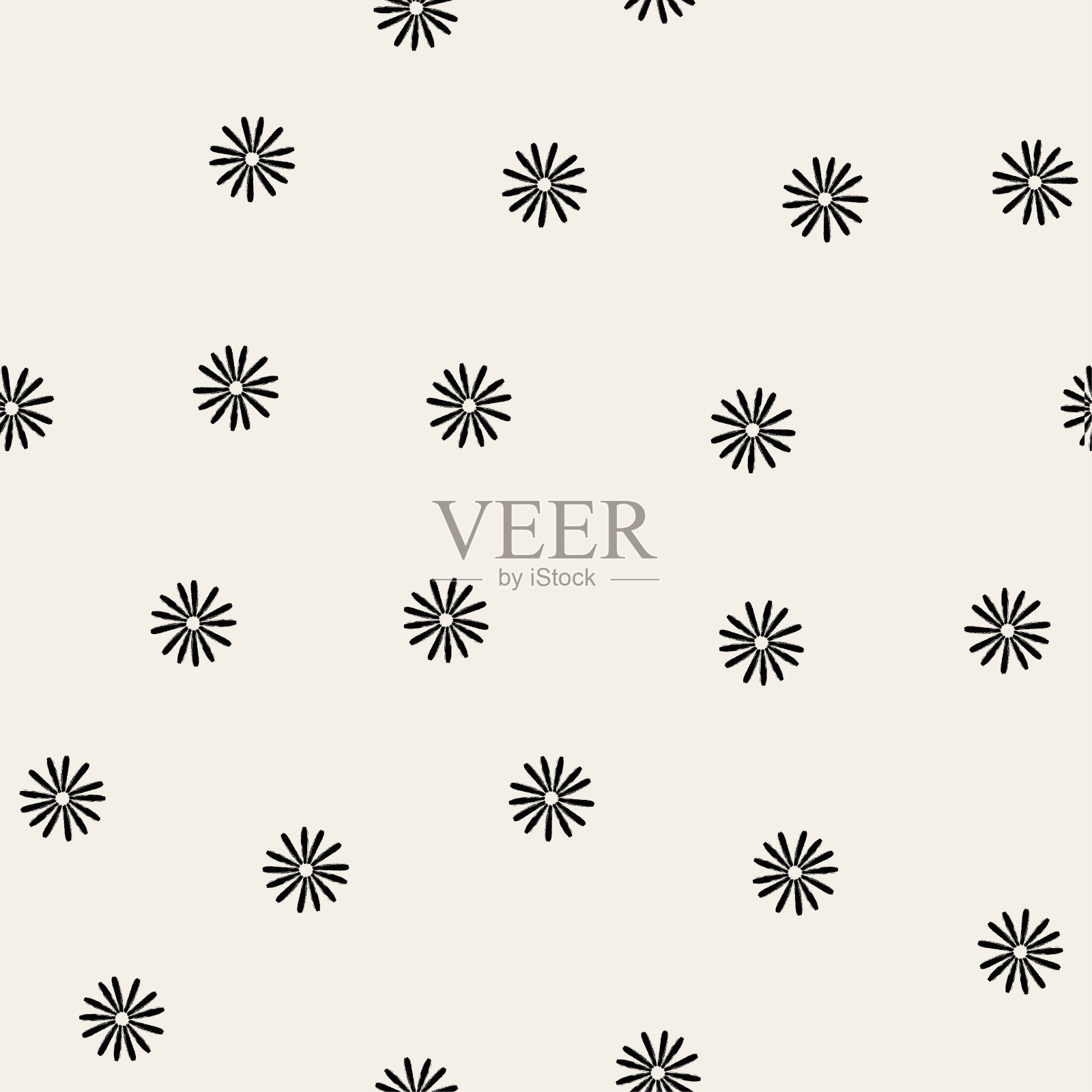 花卉简单无缝图案与黑色花朵。春夏质感新潮时尚。适用于纺织、包装。亚洲风格插画图片素材