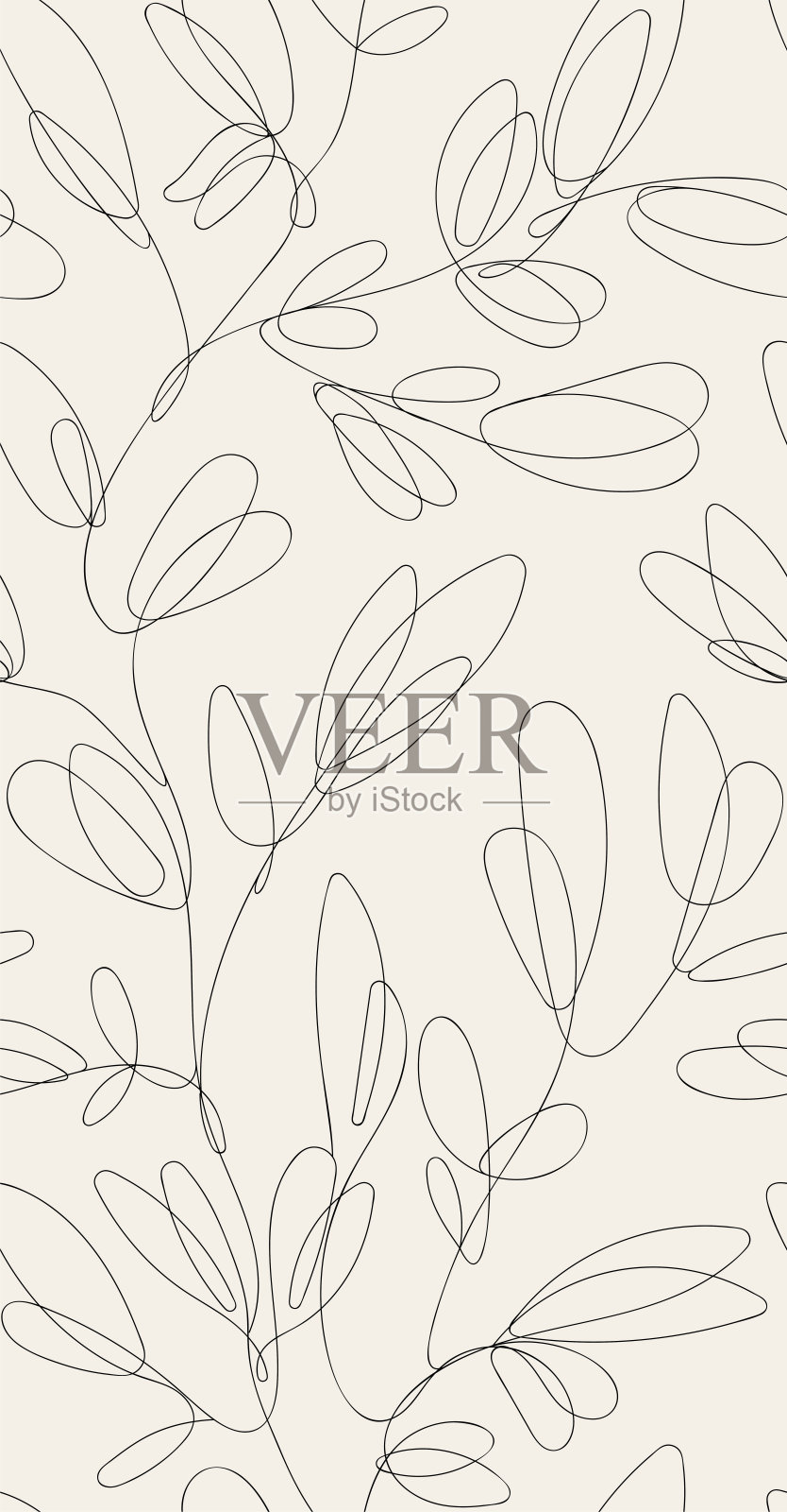 花卉图案。巴洛克风格的复古墙纸。无缝矢量背景。一条线花卉装饰用于织物、墙纸、包装。华丽的锦缎花装饰。插画图片素材