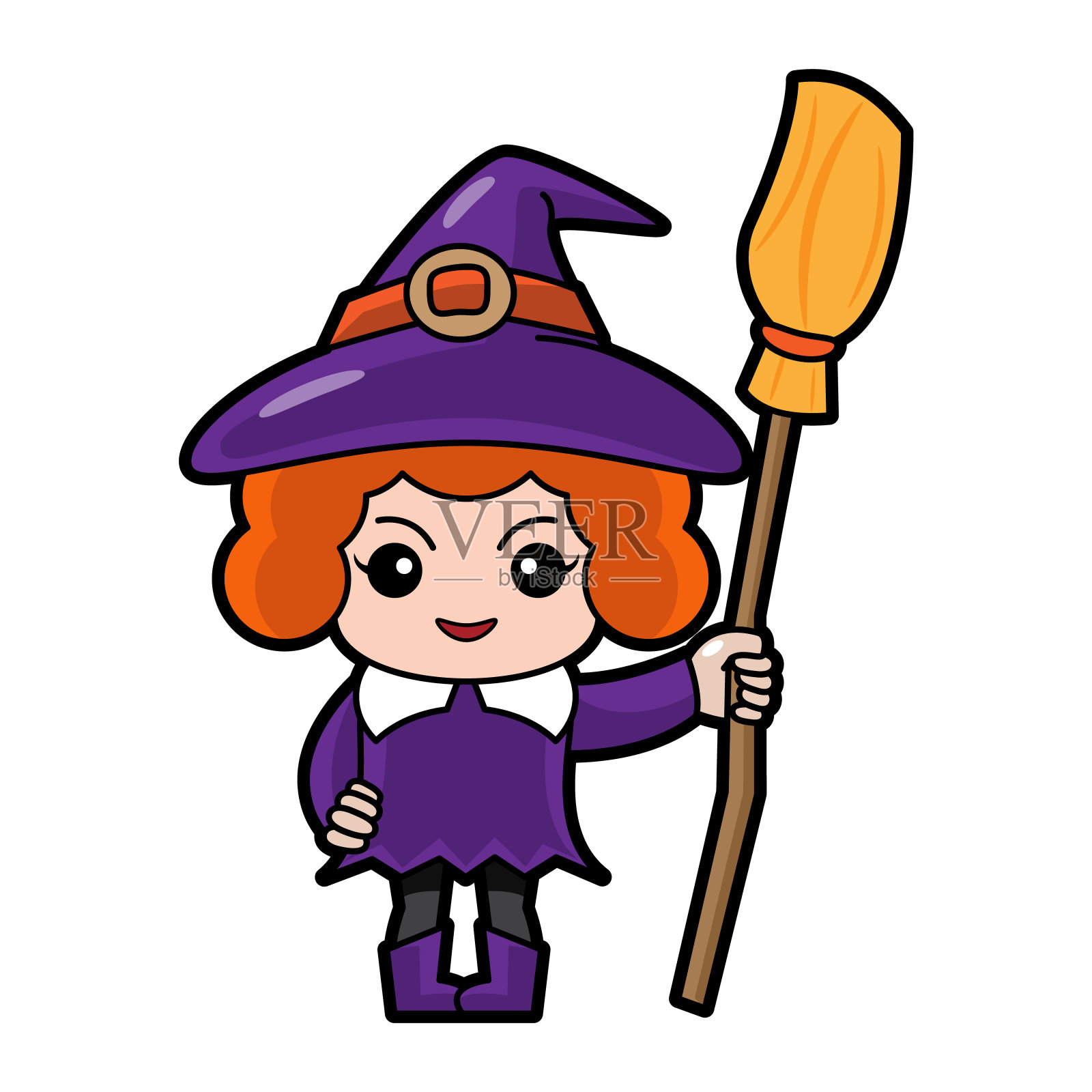 女巫万圣节的卡通人物。向量。插画图片素材