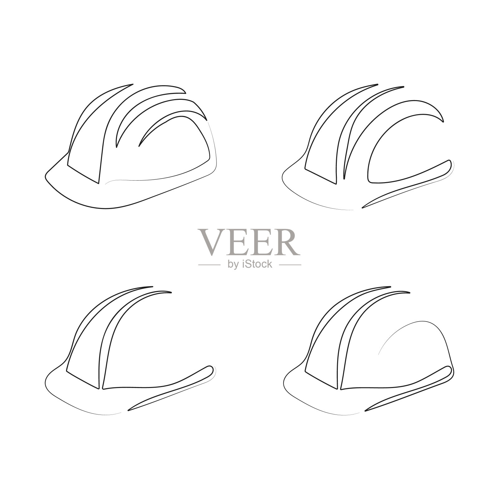 建设头盔。一种线条画法。插画图片素材