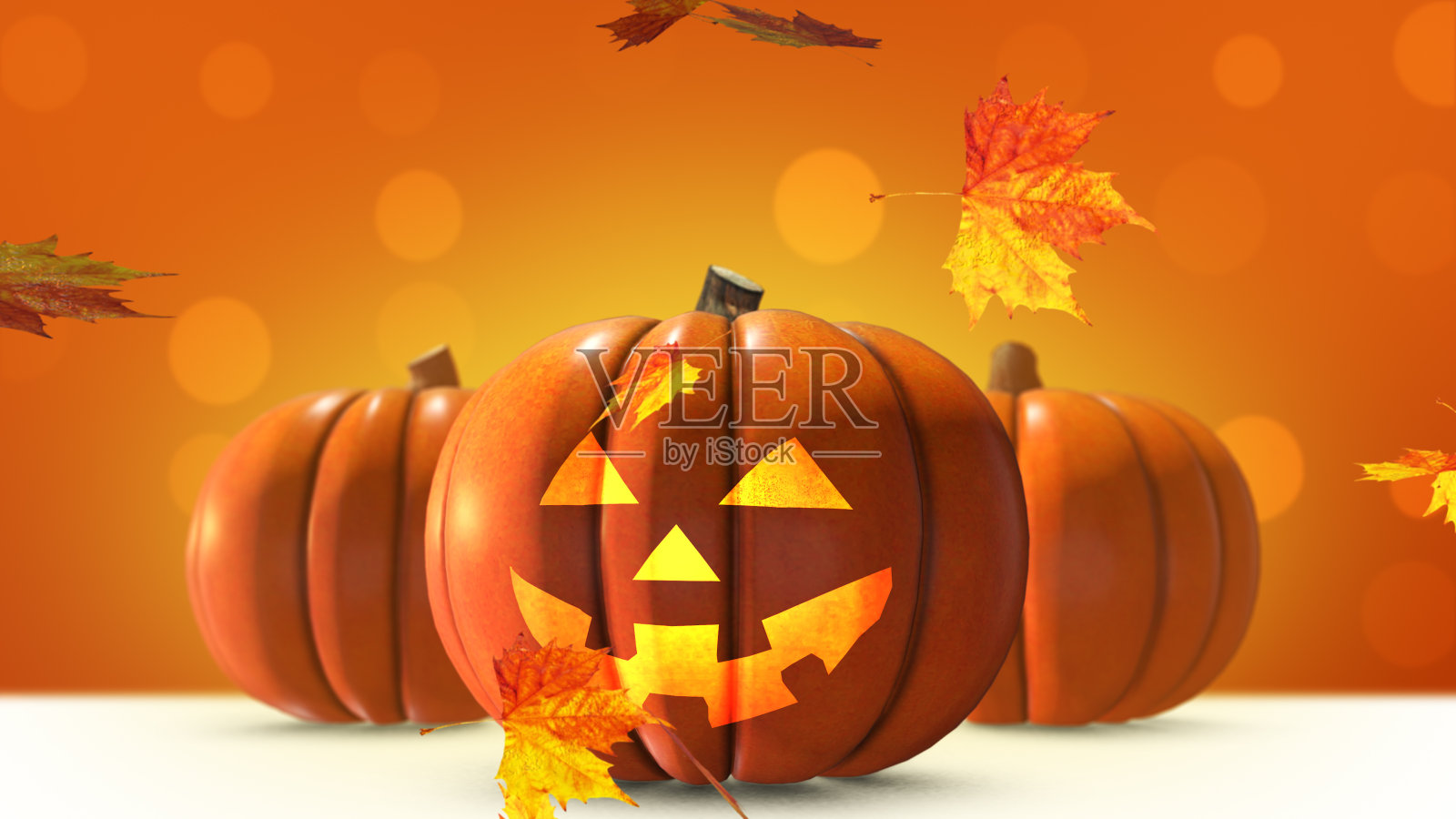 万圣节主题的落叶与粒子的背景照片摄影图片