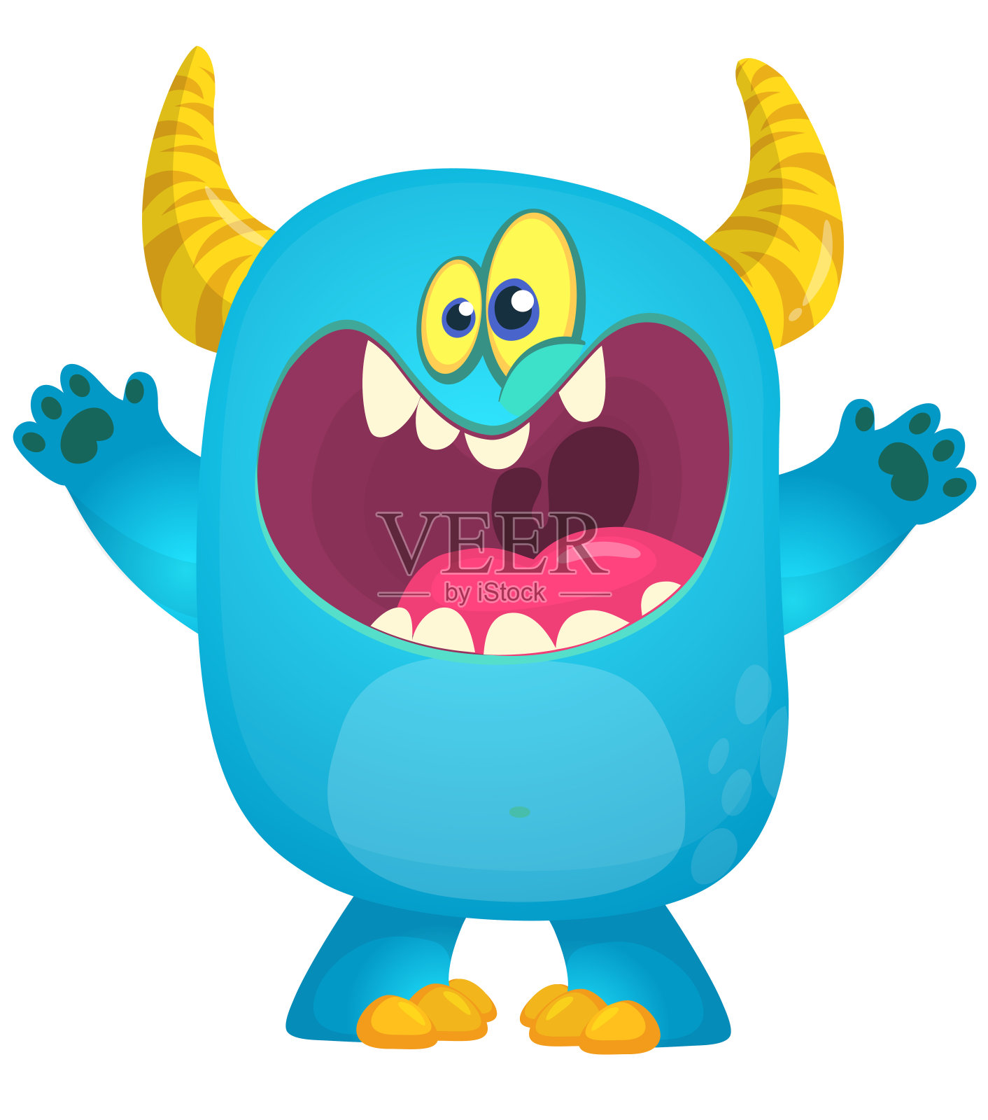 可爱的雪人卡通挥手。万圣节矢量插图。非常适合包装或聚会装饰插画图片素材