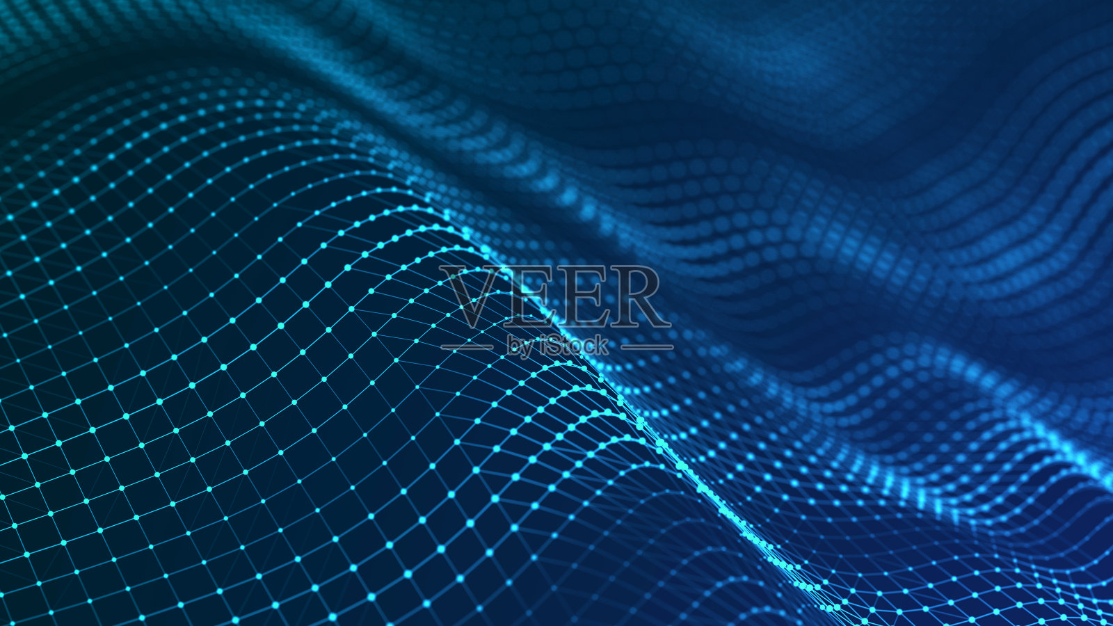 美丽的弯曲波浪在黑暗的背景。数字技术背景。网络的概念。3 d照片摄影图片