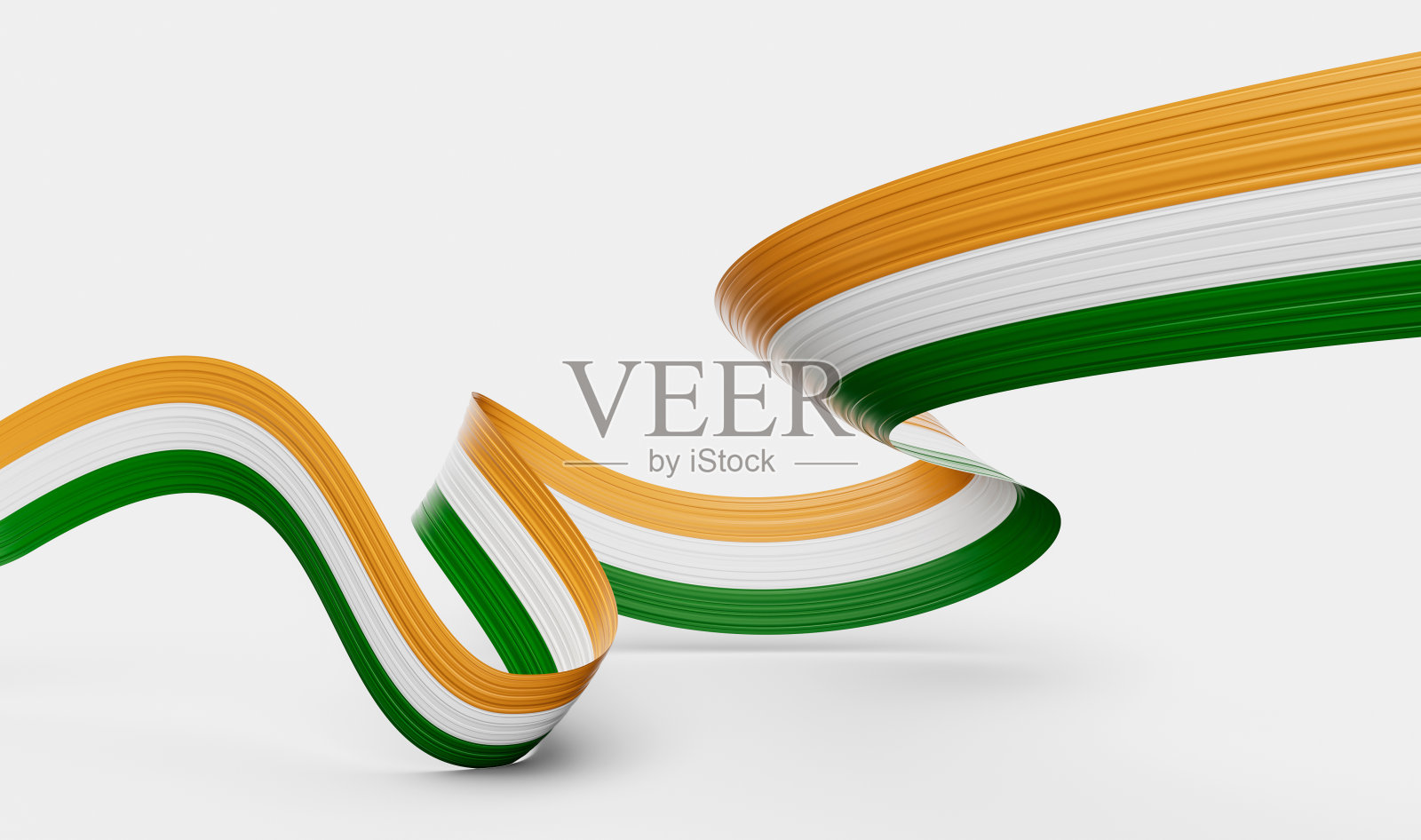 3d印度国旗3d波浪闪亮的印度丝带隔离在白色背景3d插图照片摄影图片