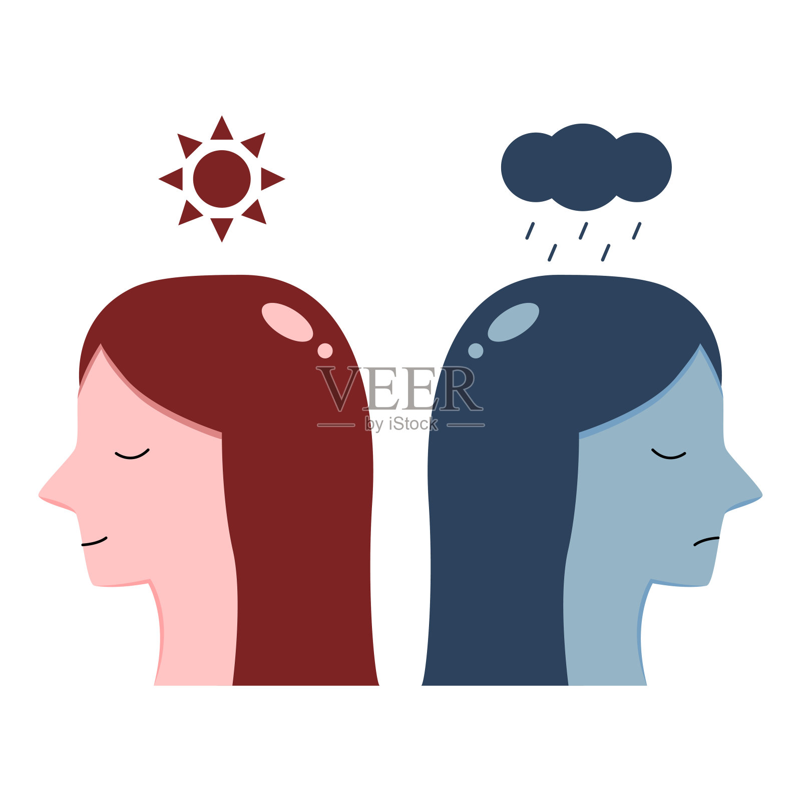 沮丧和快乐的人：态度概念与心理健康插画图片素材