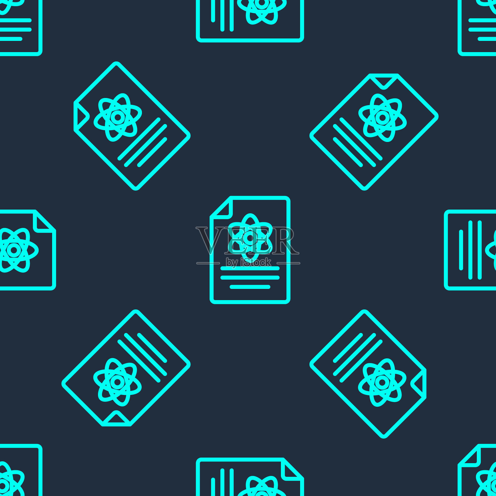 绿线化学报告图标隔离无缝模式上的蓝色背景。向量插画图片素材