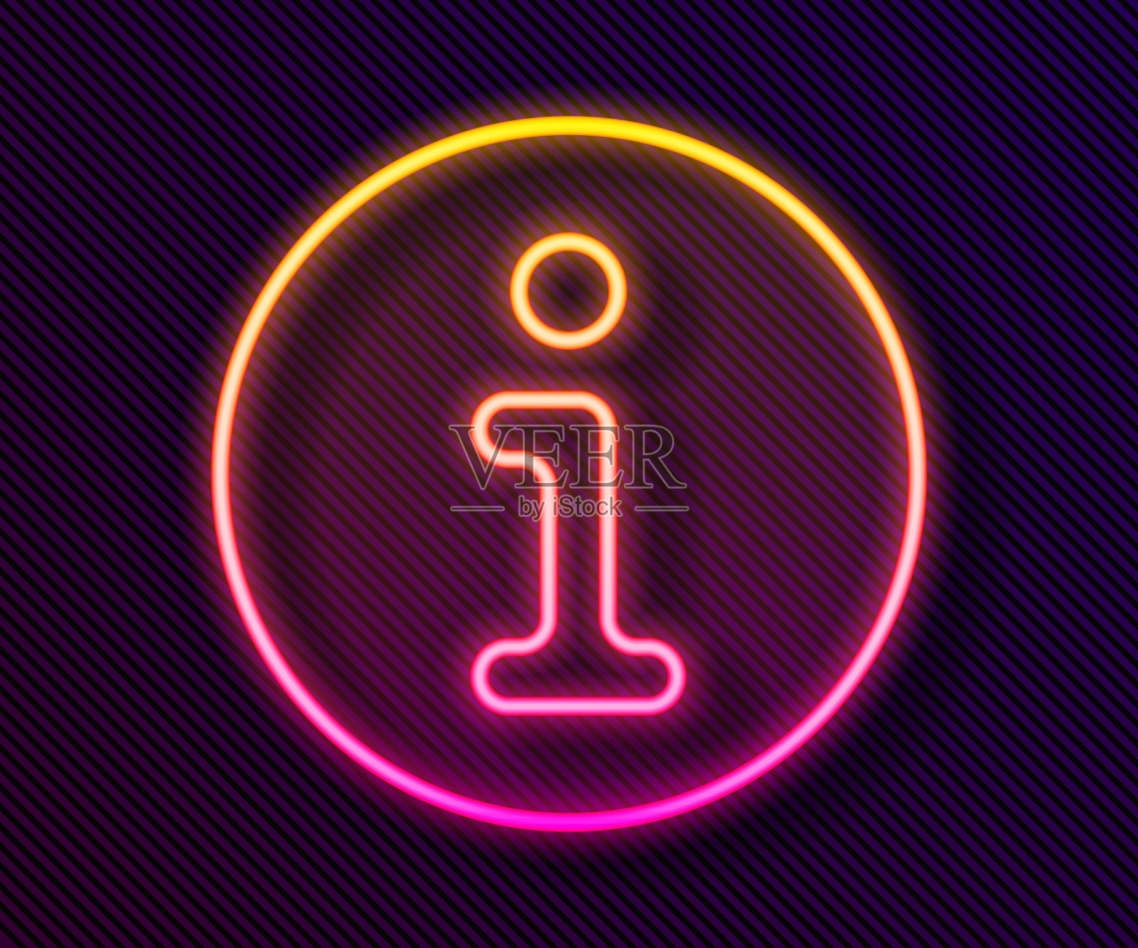 发光的霓虹灯线信息图标孤立的黑色背景。向量图标素材