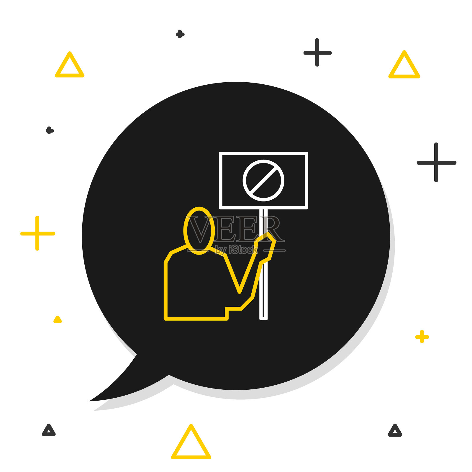 线自然保护抗议图标孤立在白色背景。地球保护，环境问题示范。色彩缤纷的轮廓概念。向量插画图片素材