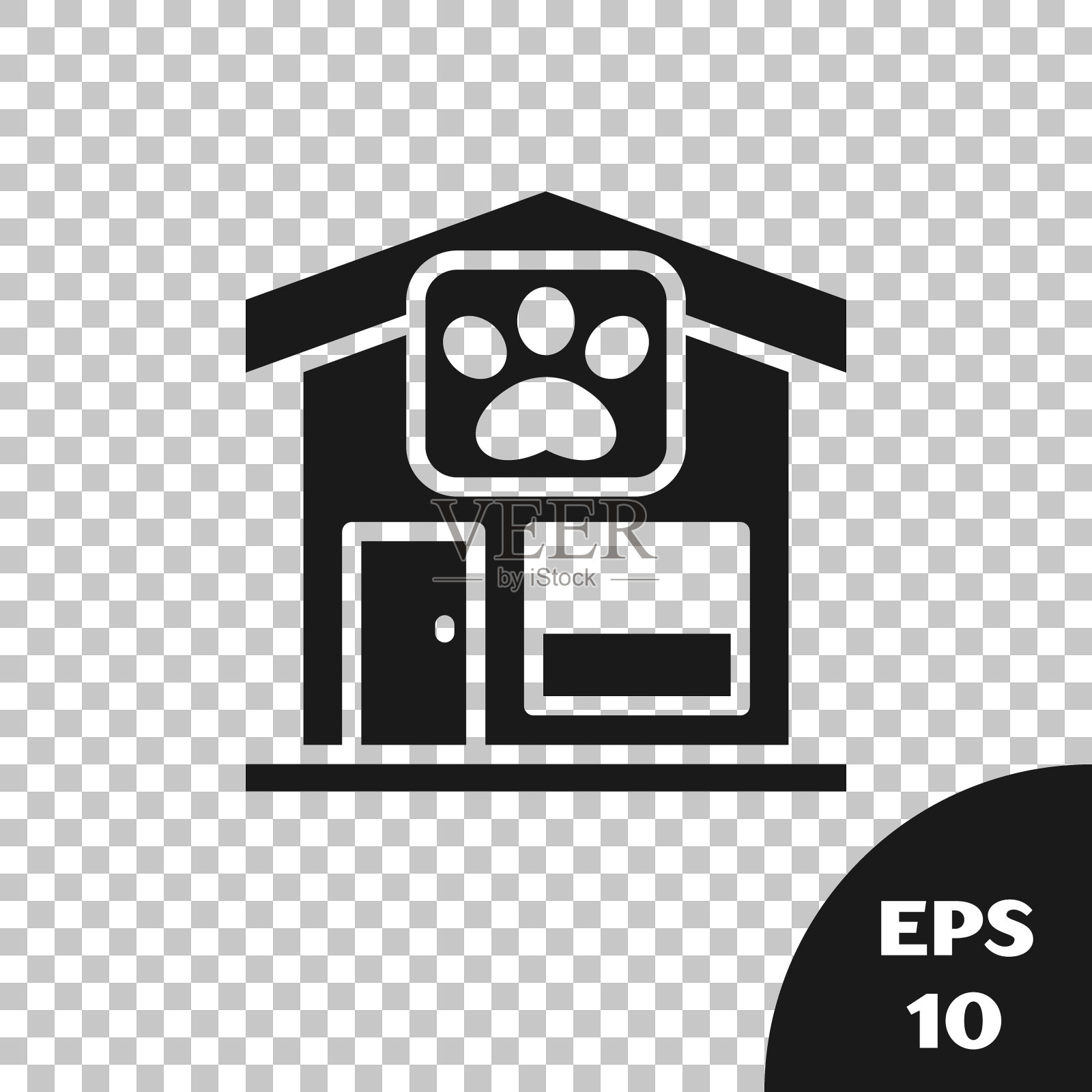 黑色宠物美容图标隔离在透明的背景。宠物美发沙龙。给狗和猫开的理发店。向量插画图片素材