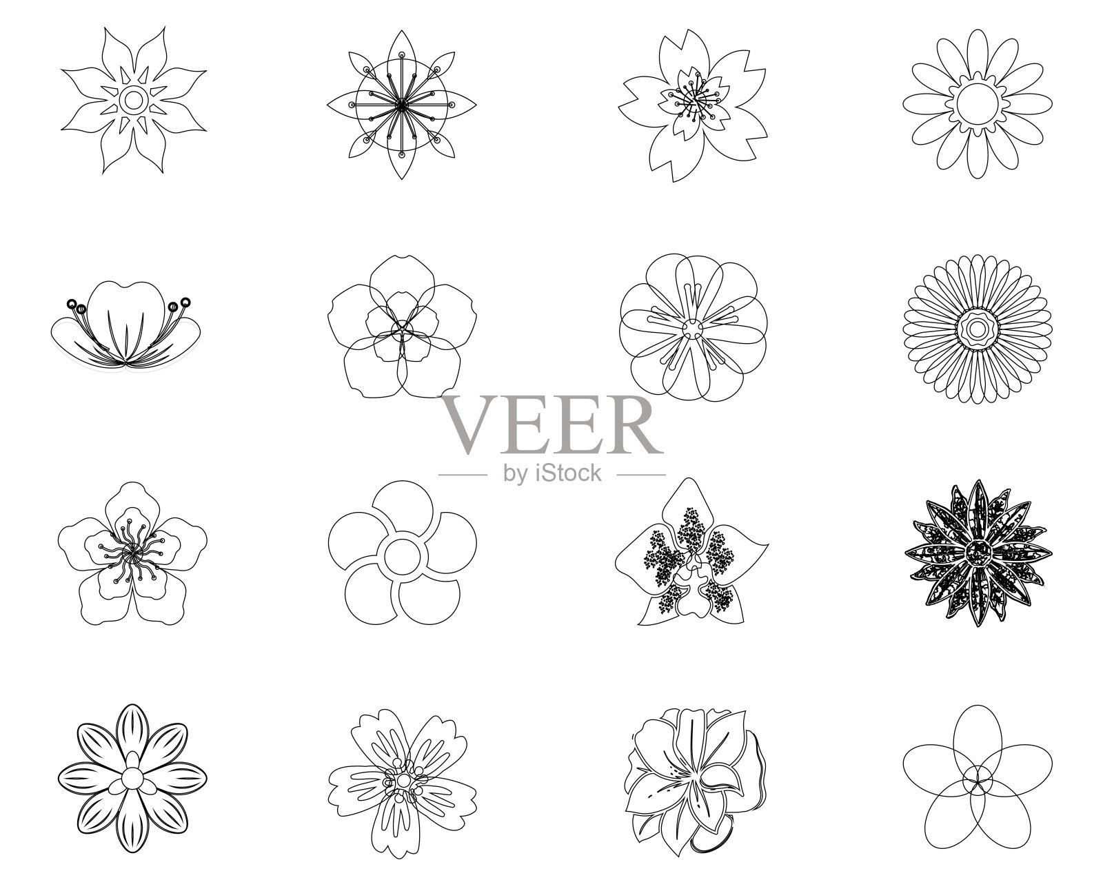 花朵图标集插画图片素材