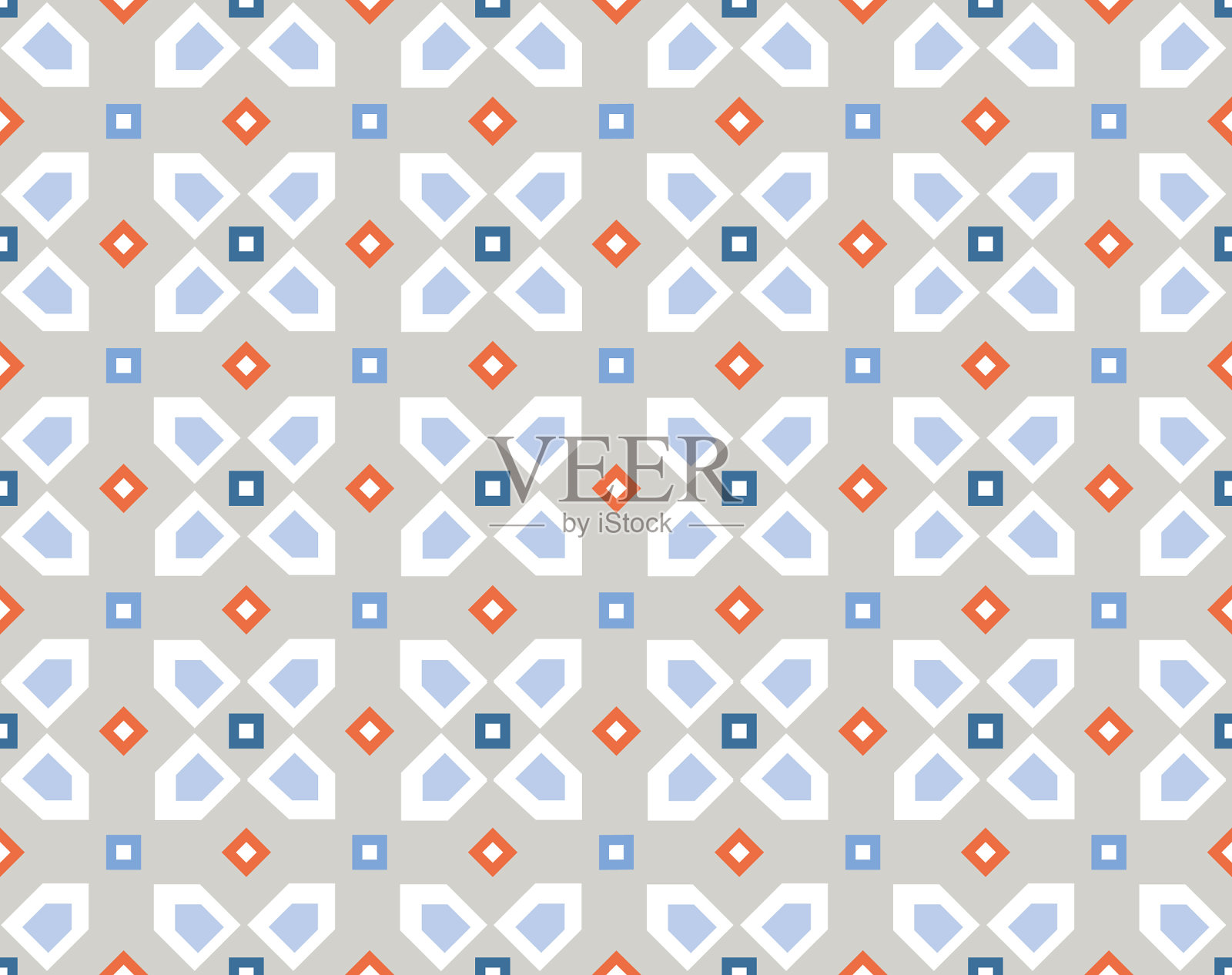 花卉几何无缝图案。马赛克亚洲装饰背景。插画图片素材