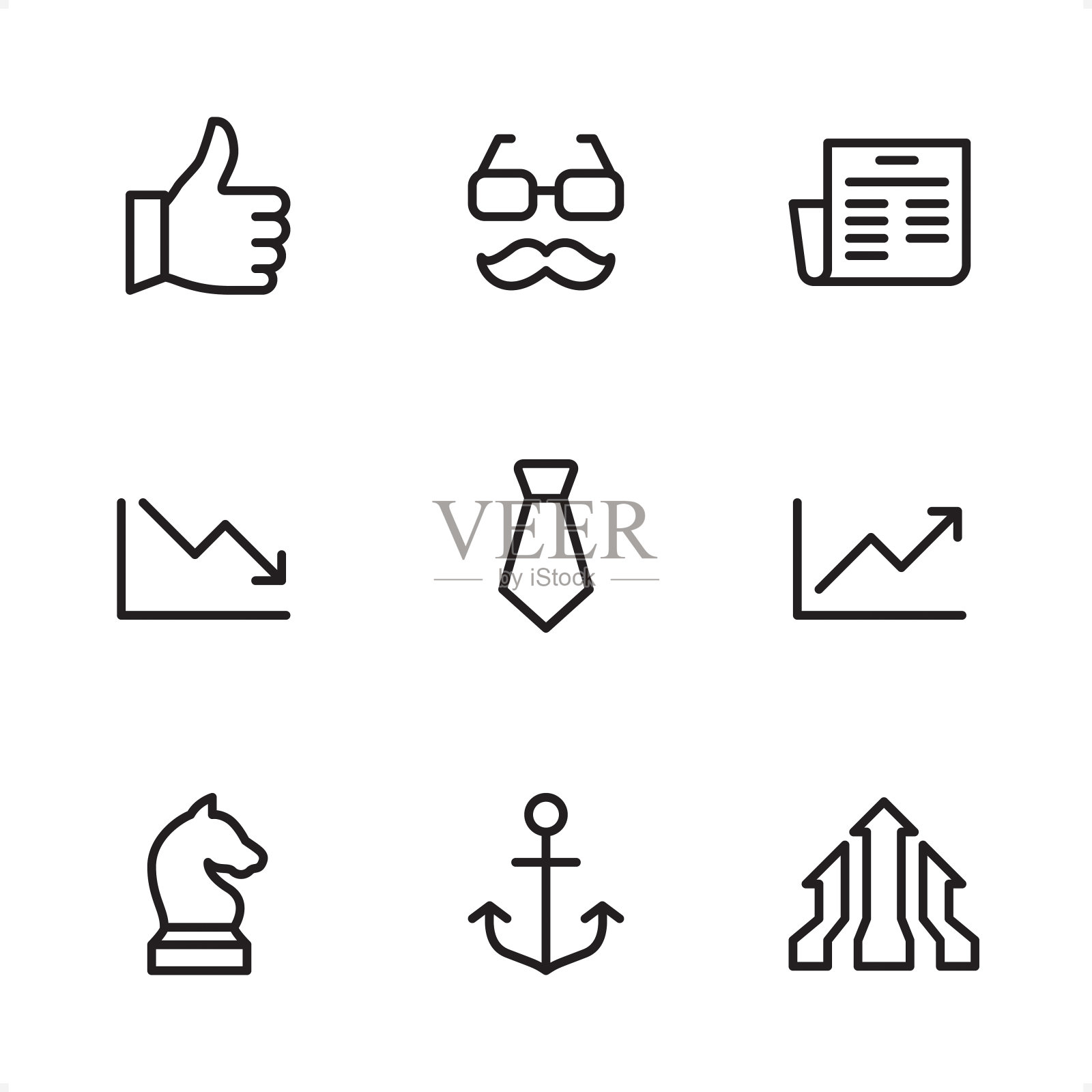 财务设置-单线图标图标素材