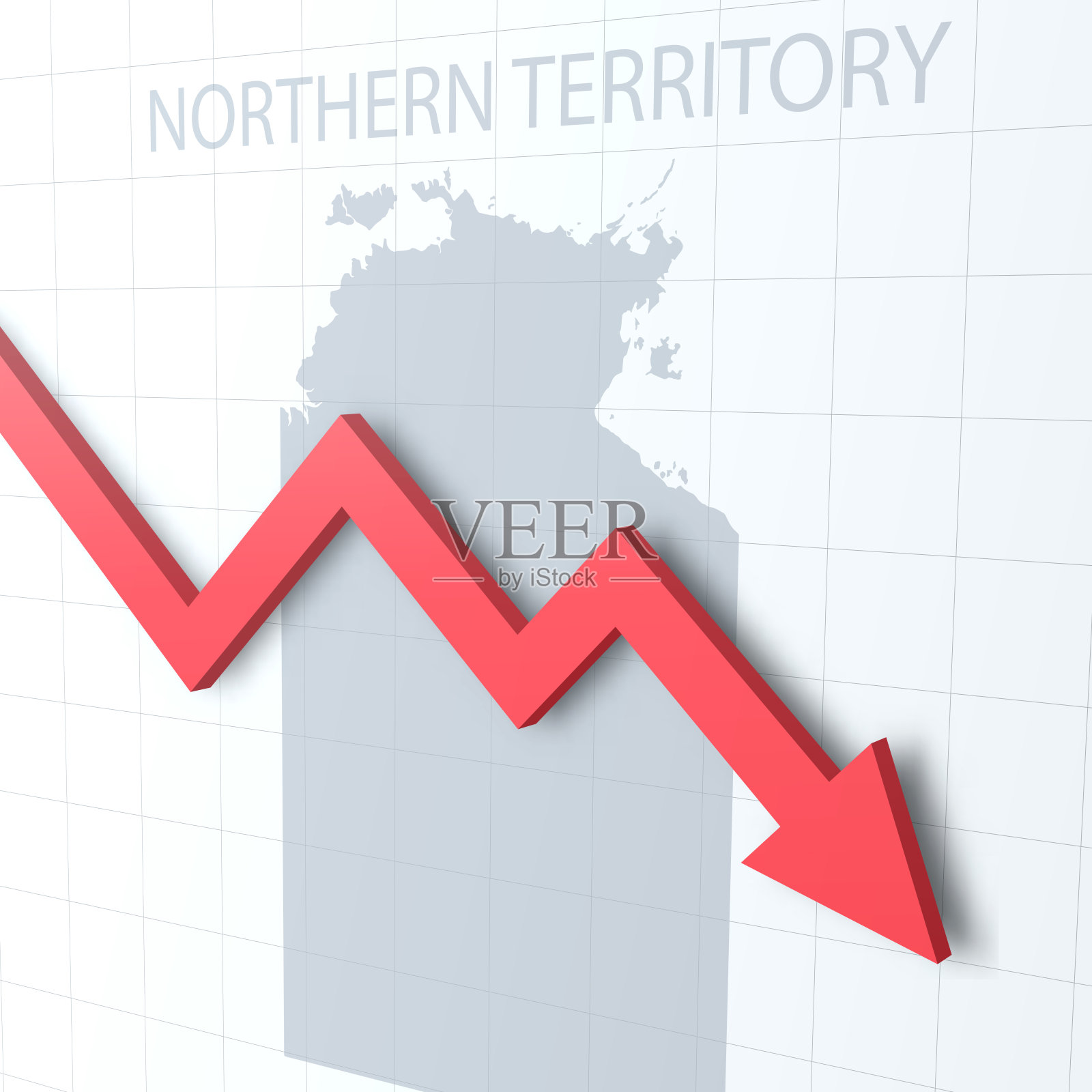 落下的红色箭头与北领地地图的背景插画图片素材
