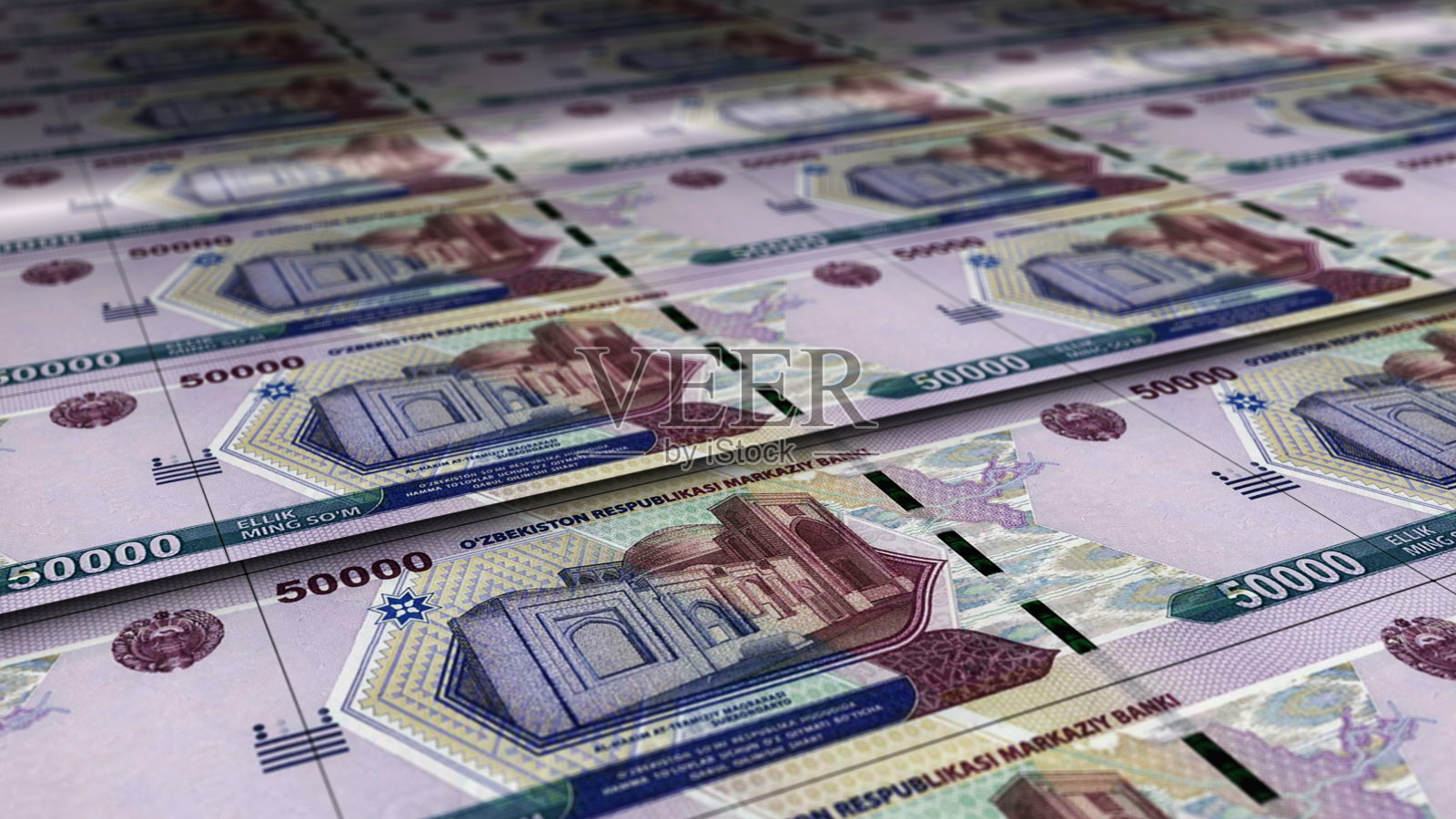 乌兹别克斯坦Sum note money印刷概念3d插图~照片摄影图片