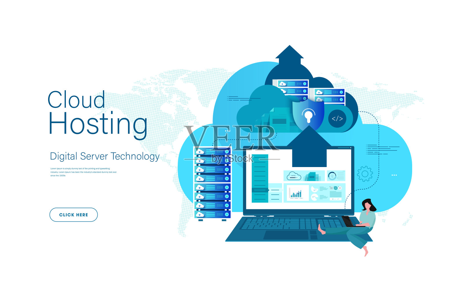 虚拟主机的概念与人的性格。插画图片素材