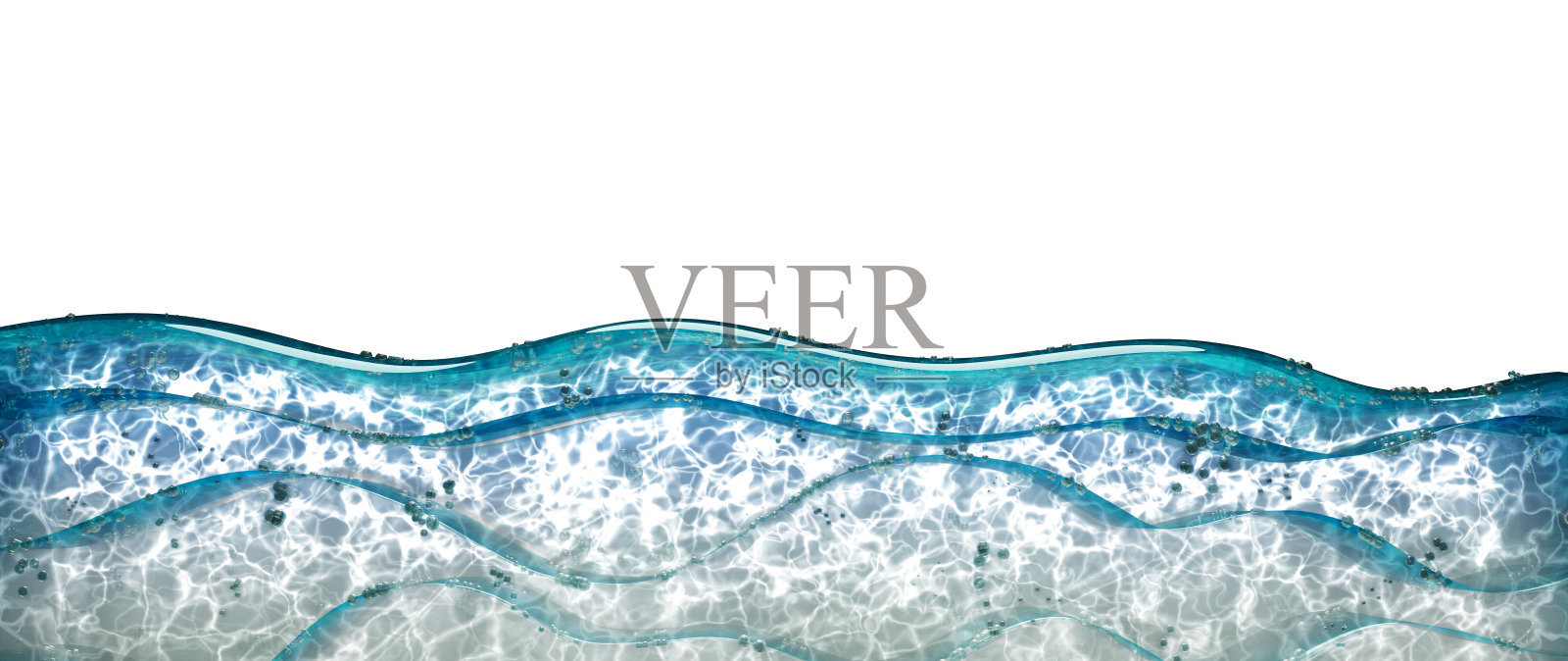 海浪。现实的蓝色海洋背景与泡沫。海水的纹理，旗帜。三维渲染照片摄影图片