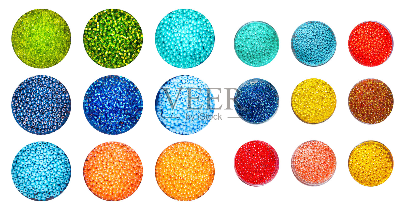 调色板的颜色珠子孤立在白色的背景。照片摄影图片