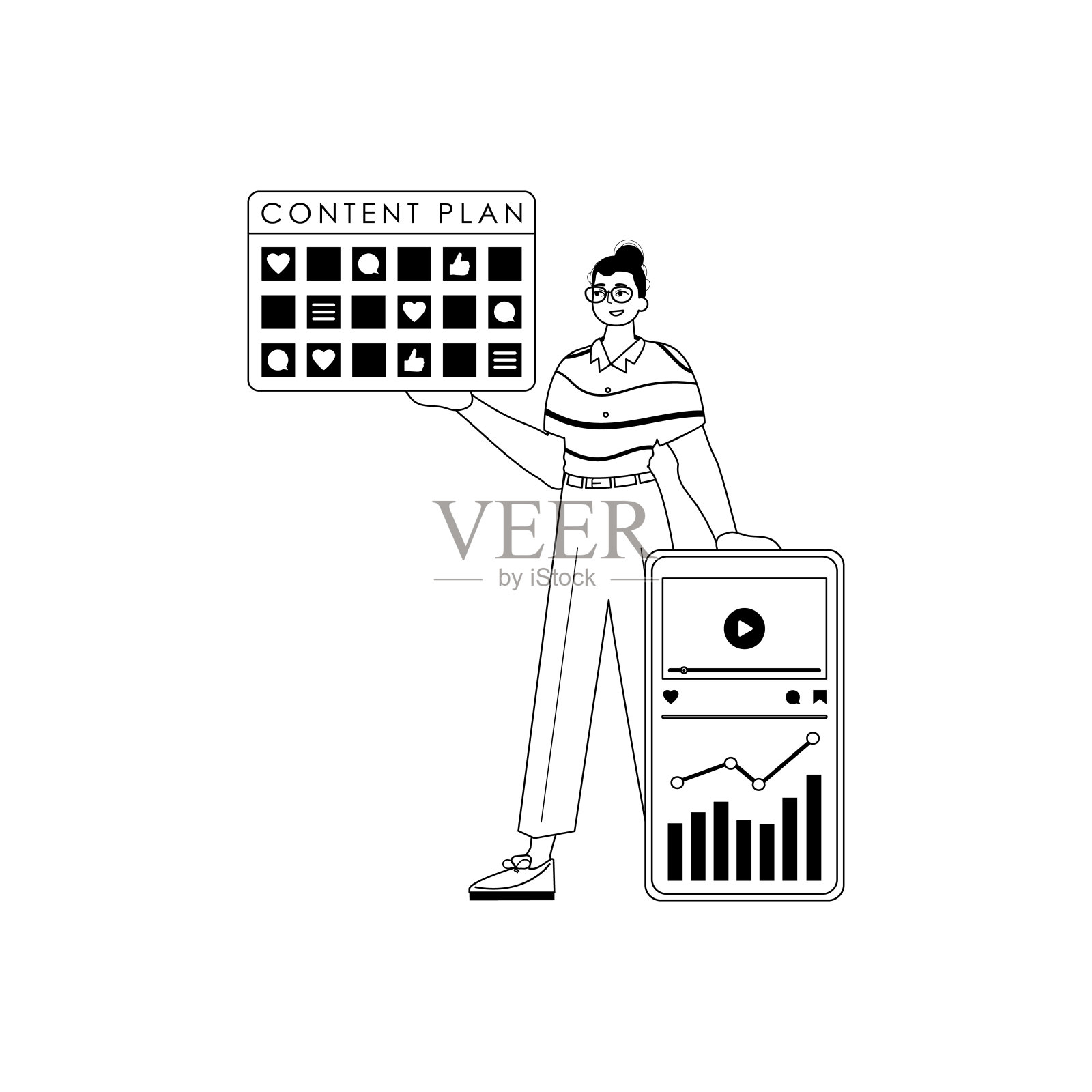 嘲笑和信息。善于交际，善于处理杂乱。盗版和白色模拟手写笔。时尚的风格，矢量插图插画图片素材