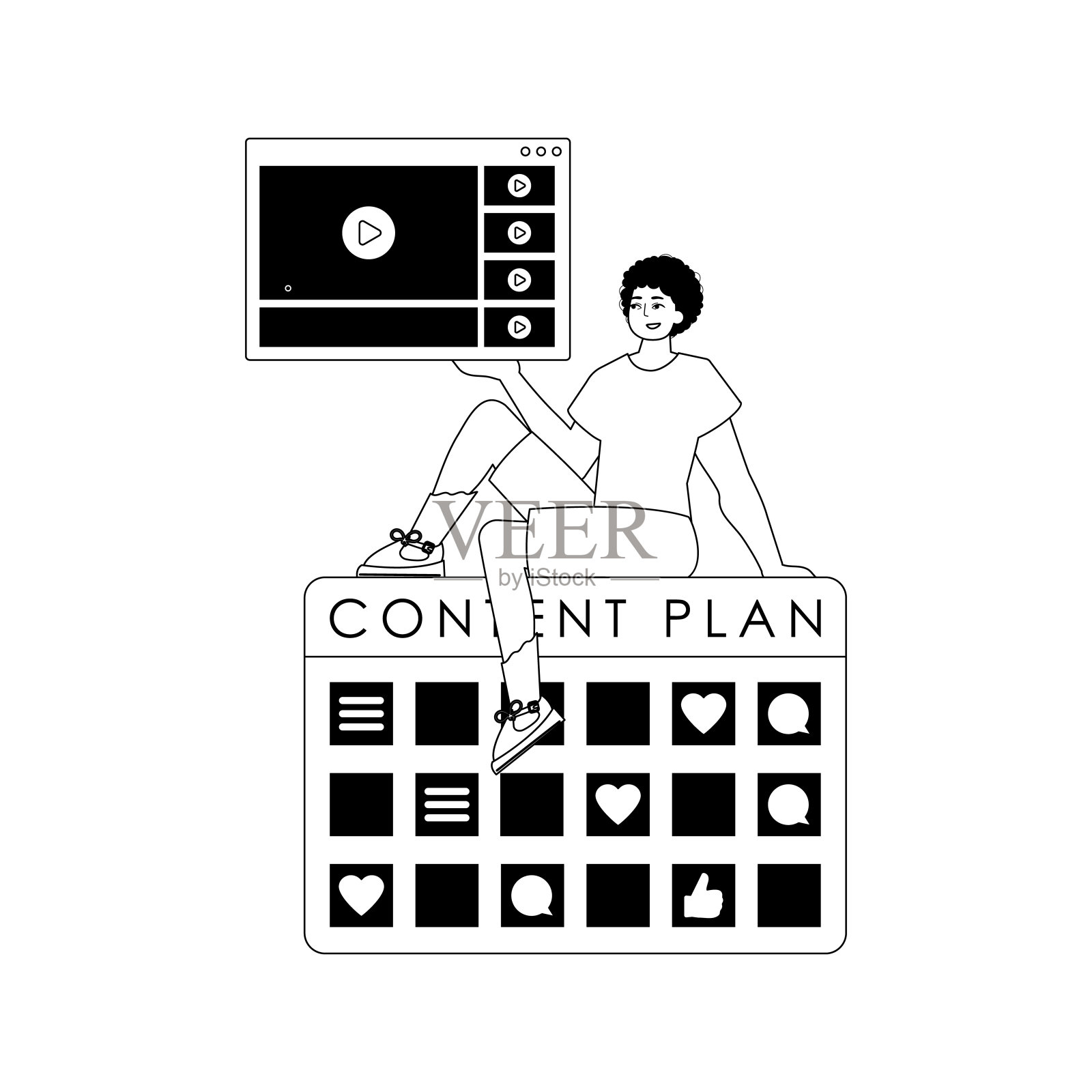 嘲笑和信息。善于交际，善于处理杂乱。盗版和白色模拟手写笔。时尚的风格，矢量插图插画图片素材