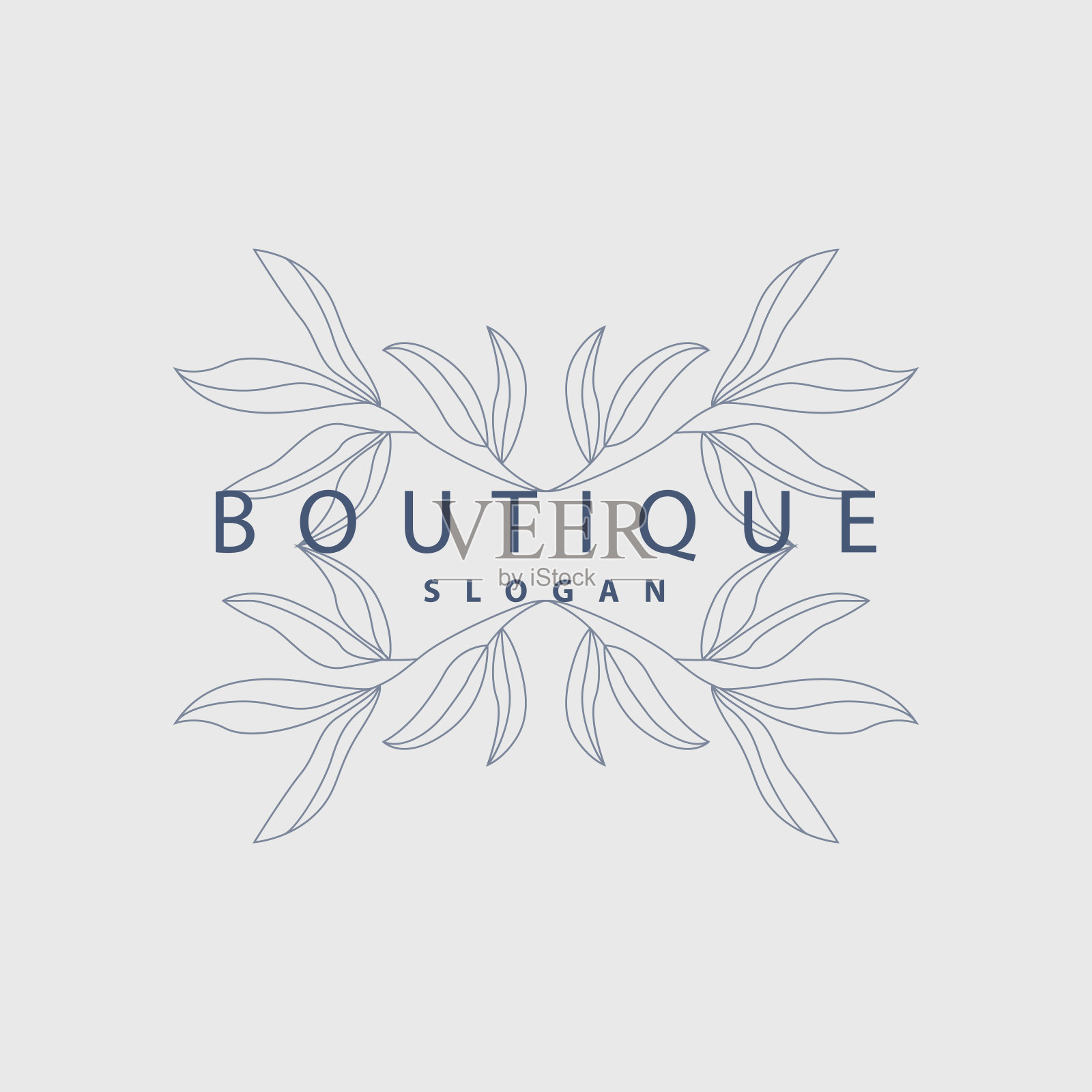 叶线标志，美丽的手绘设计，植物极简主义矢量，简单的有机植物女性标志插画图片素材