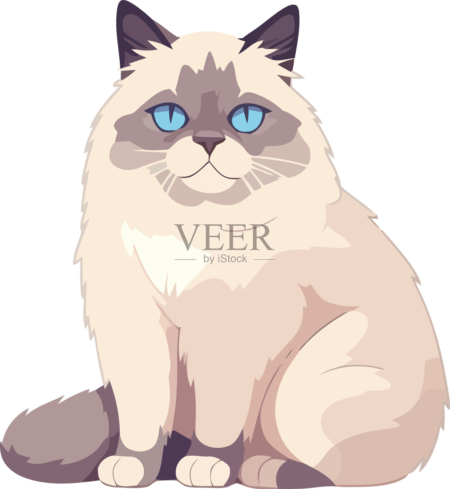 可爱的毛茸茸的小猫坐设计设计元素图片