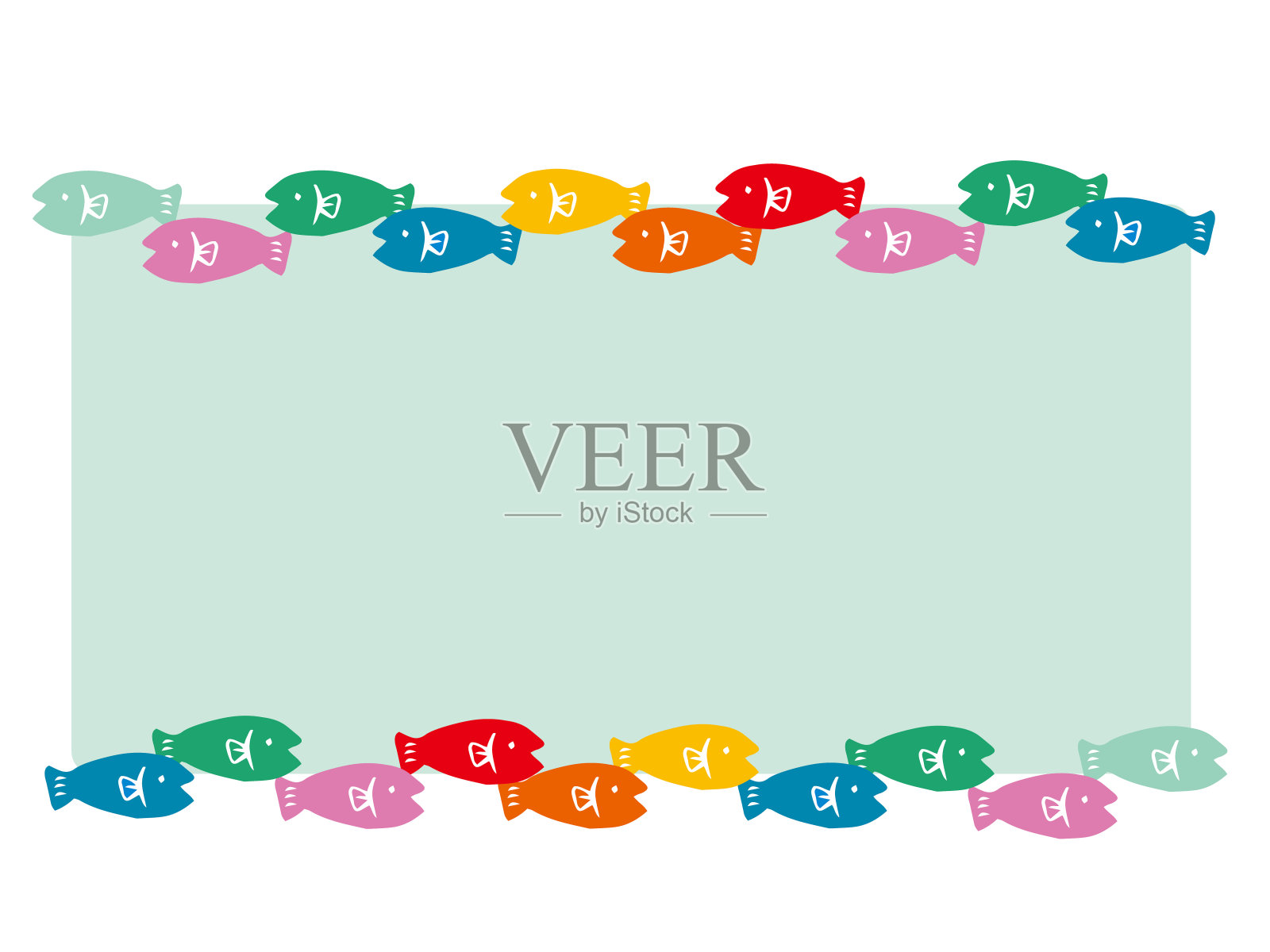 简单而多彩的鱼架插画图片素材