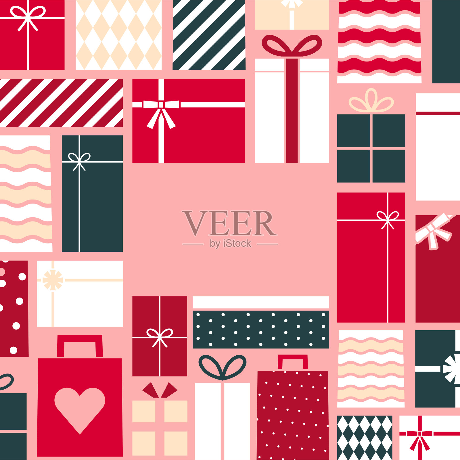 很多五颜六色的可爱的礼品盒插画图片素材