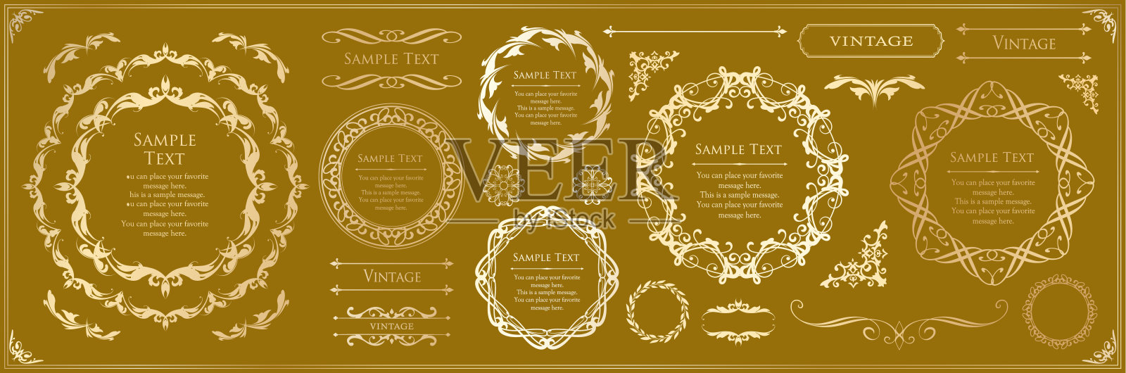 时尚的框架。设计模板。一组漂亮的额头。插画图片素材