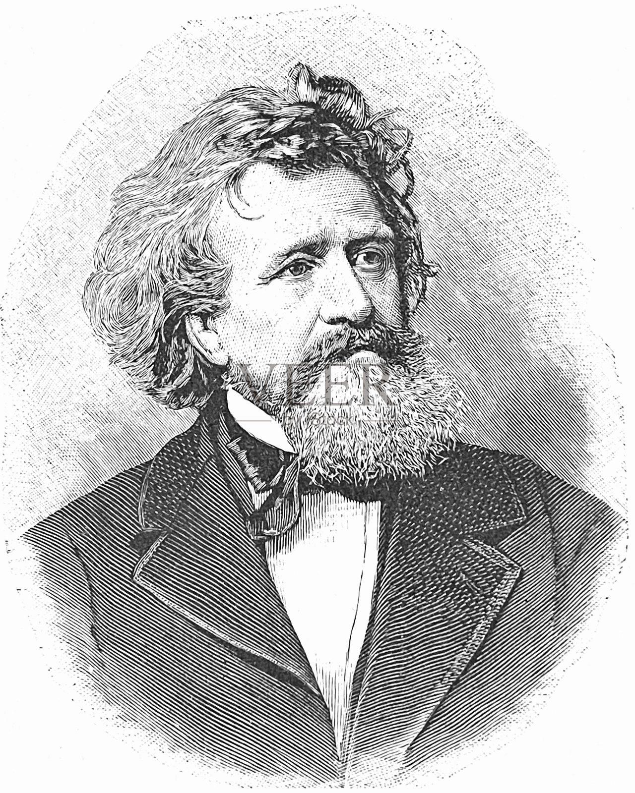 赫尔曼·灵格，德国诗人和医生插画图片素材