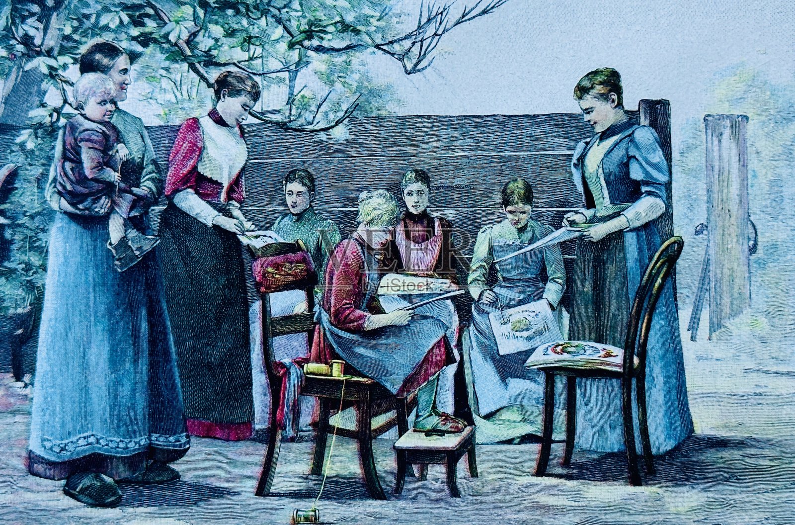 家居祝福用品的制造，刺绣用品插画图片素材