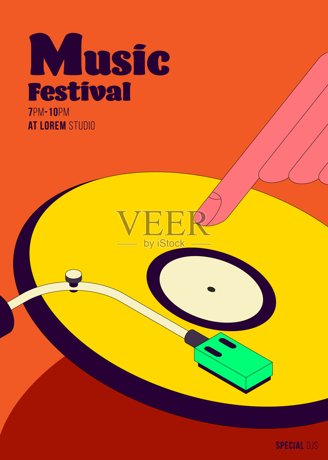 音乐海报模板设计背景与黑胶唱片现代复古复古风格插画图片素材