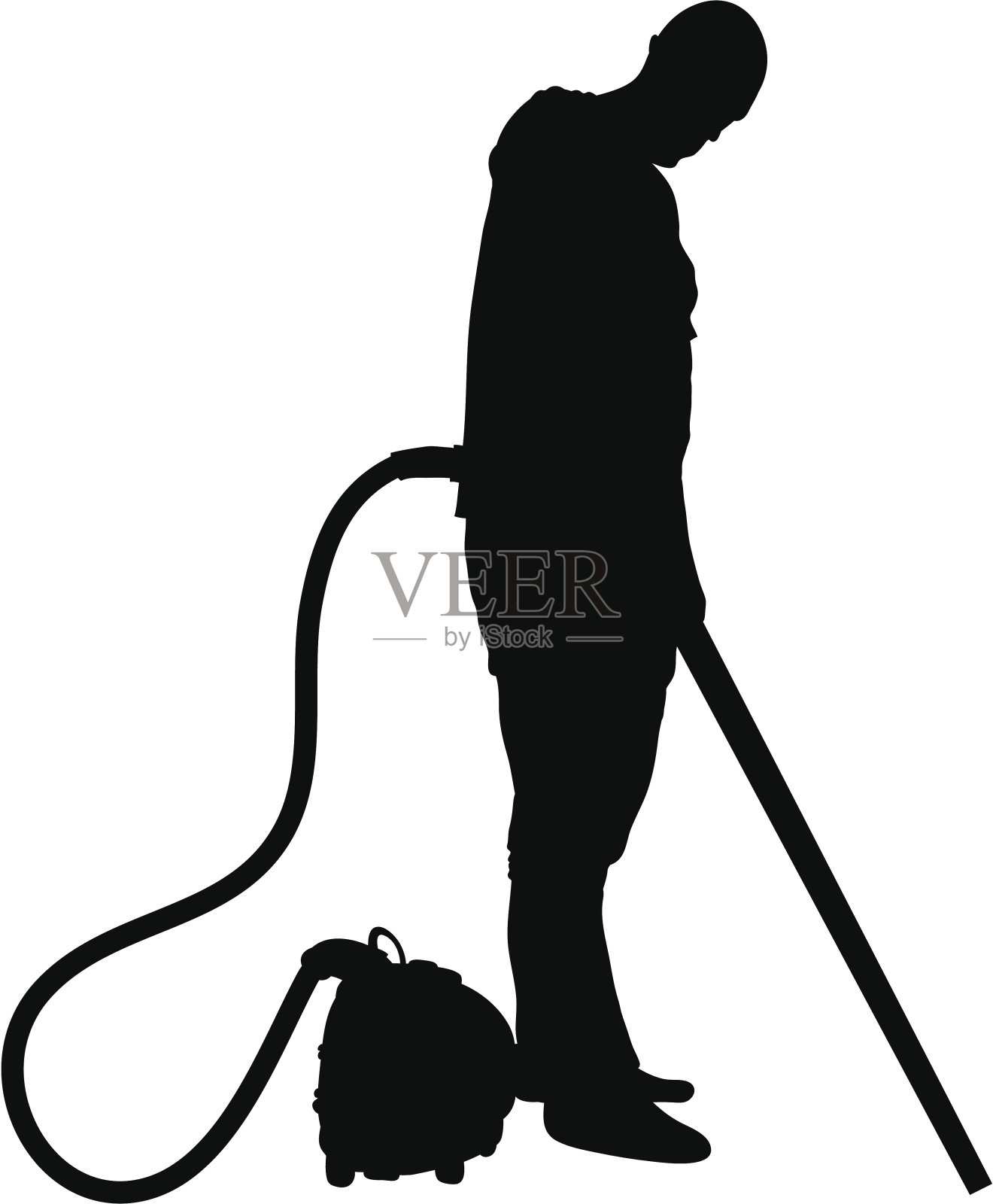 吸尘的男人插画图片素材