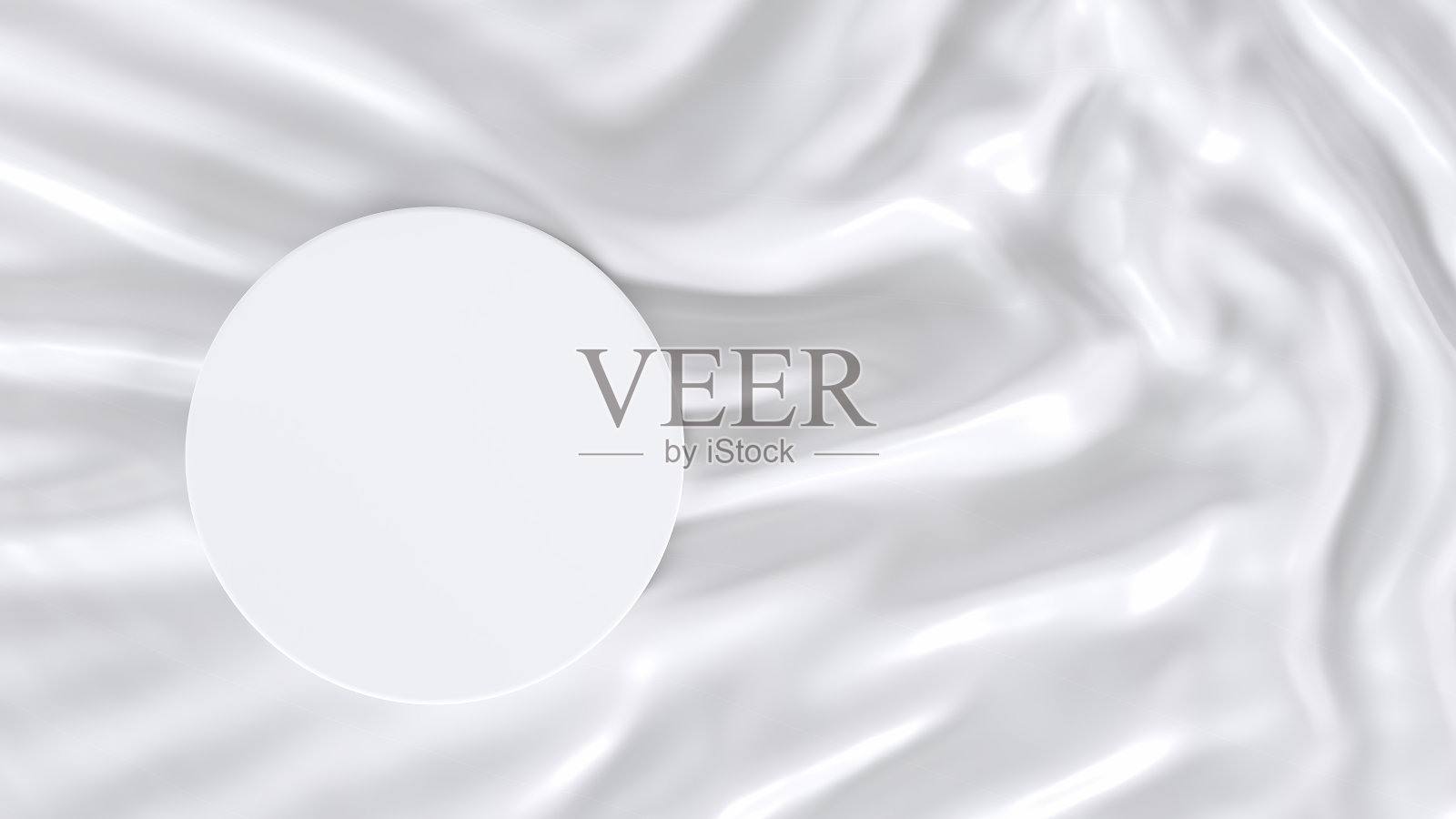 3 d渲染。白色缎面面料的产品展示白色讲台的俯视图。照片摄影图片