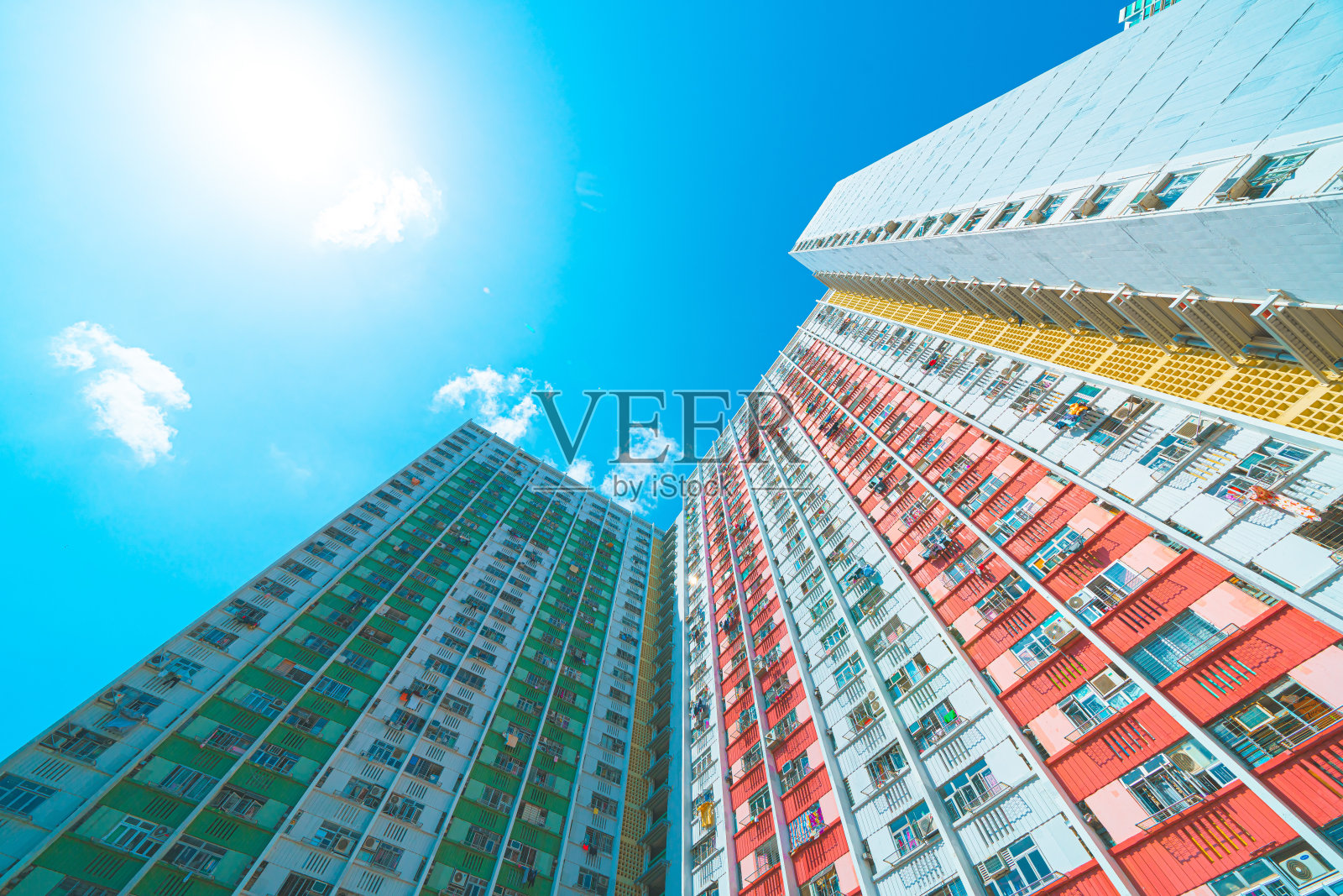 位于中国香港彩虹邨的旧公共房屋照片摄影图片